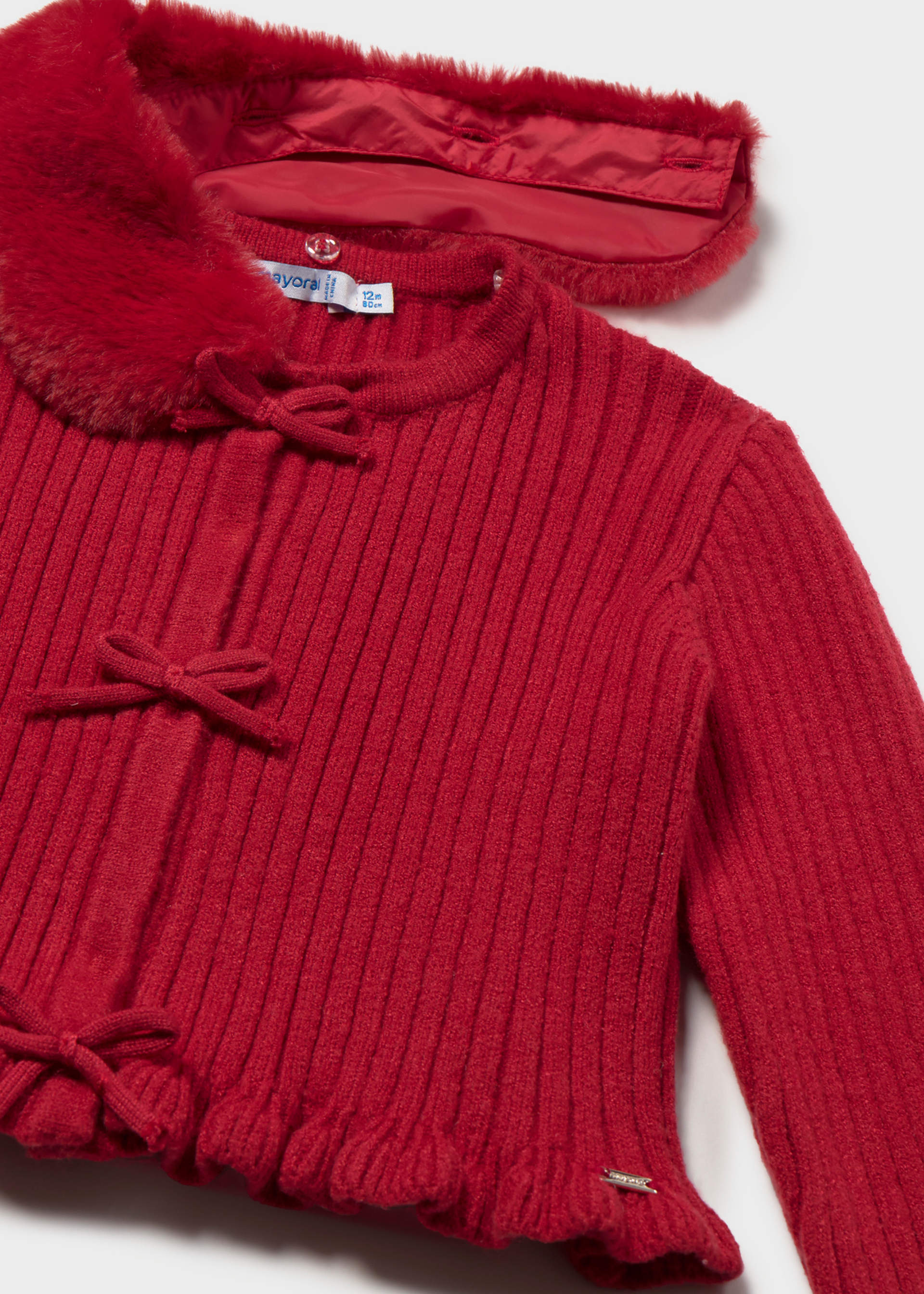 Cardigan à col en fourrure bébé