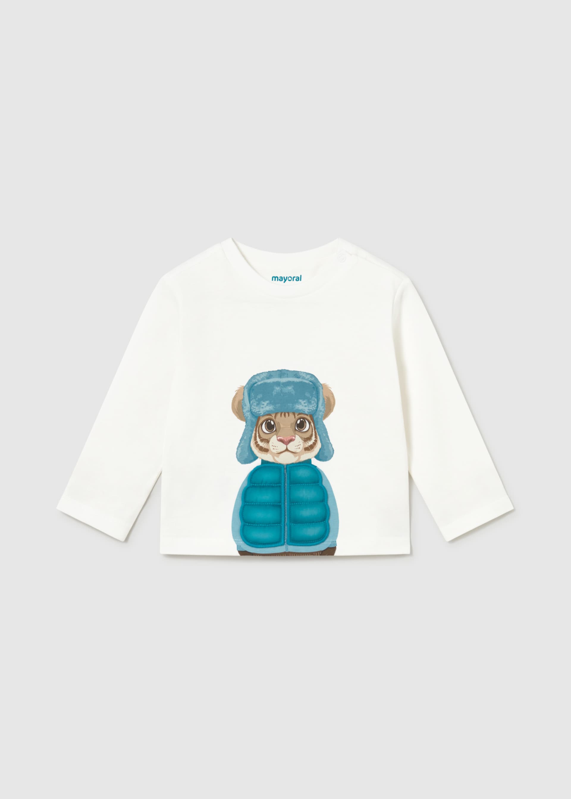 Interactive tiger T-shirt for babies