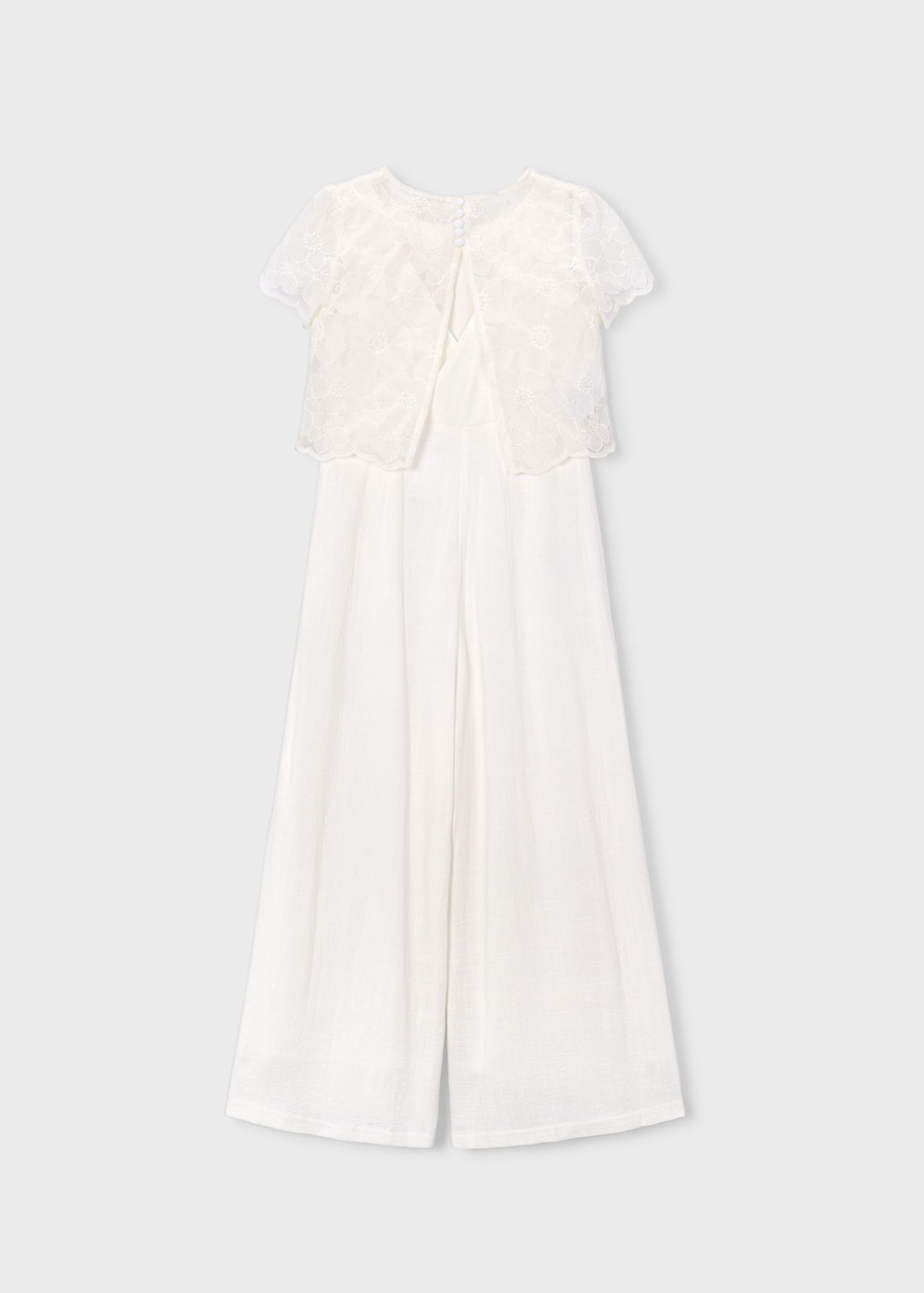 Macacão Comunhão com top organza menina