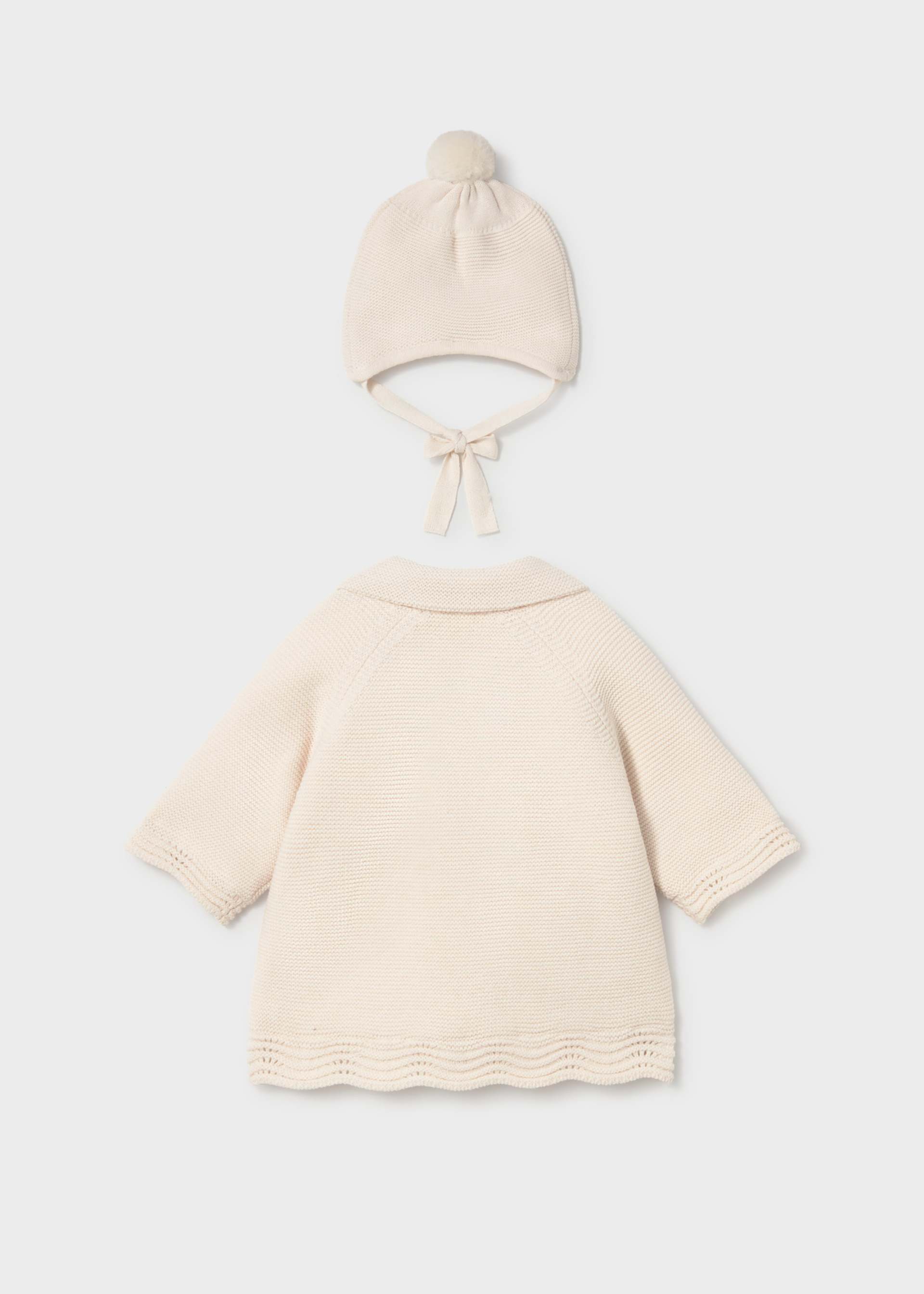 Palton din tricot cu caciulita nou-nascut