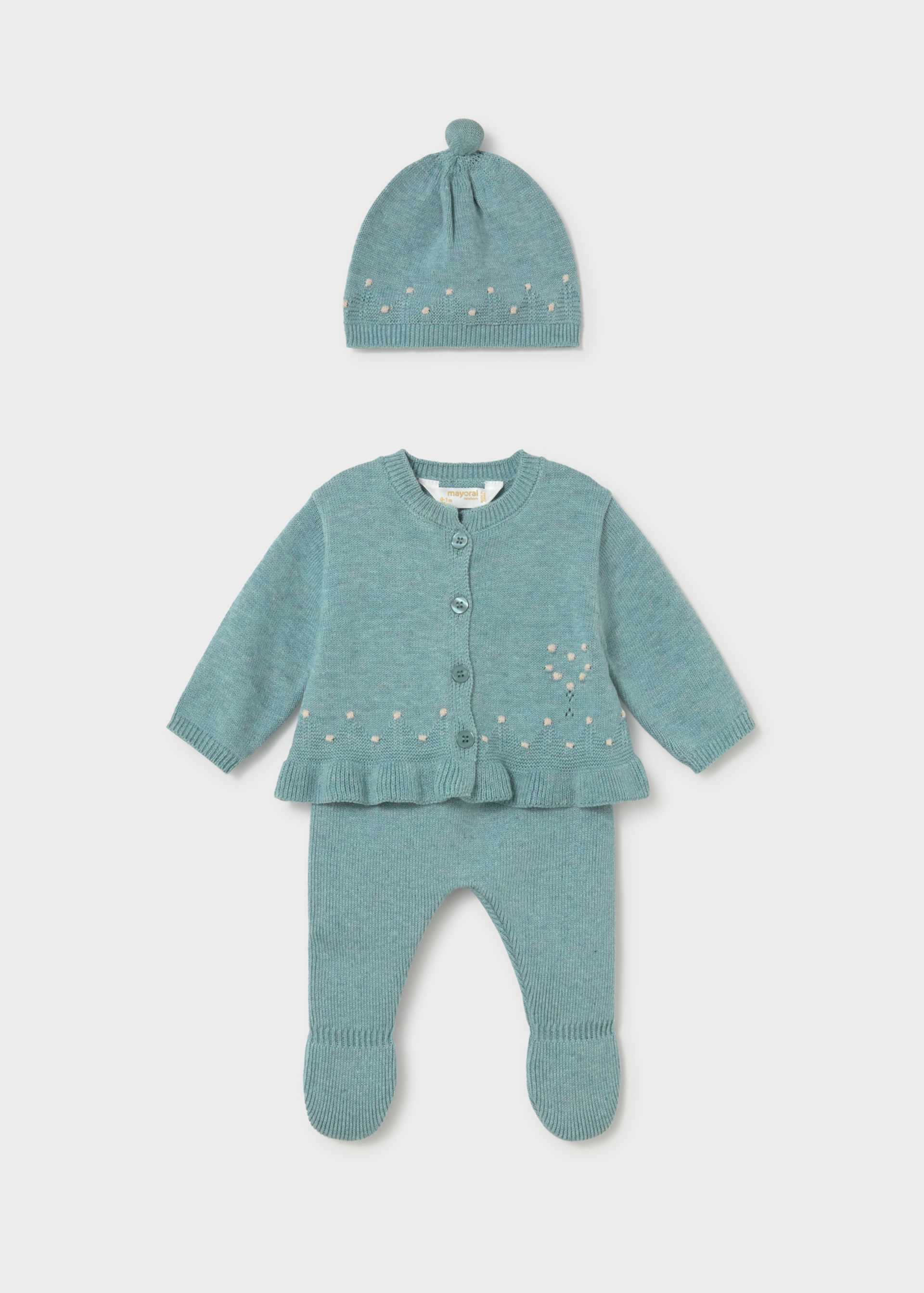 Set Strampler Hose und Strickjacke Neugeborene Mädchen