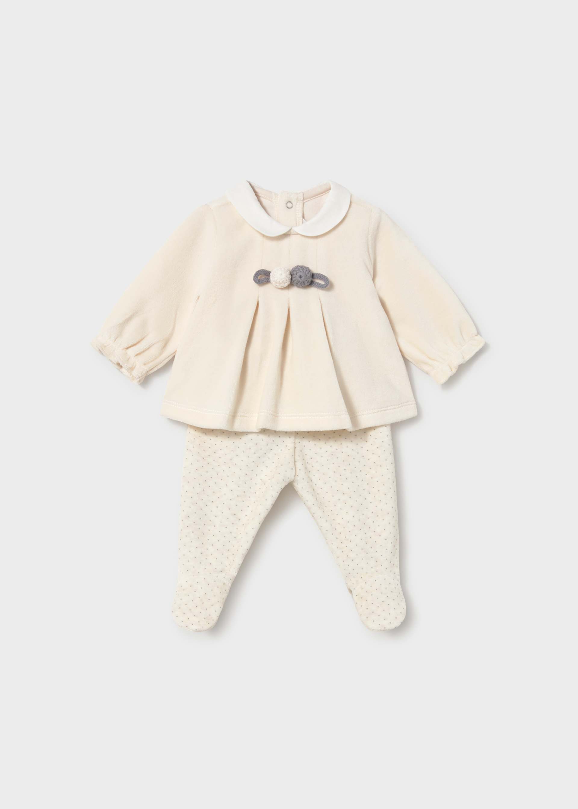Conjunto polaina y camisera recién nacida