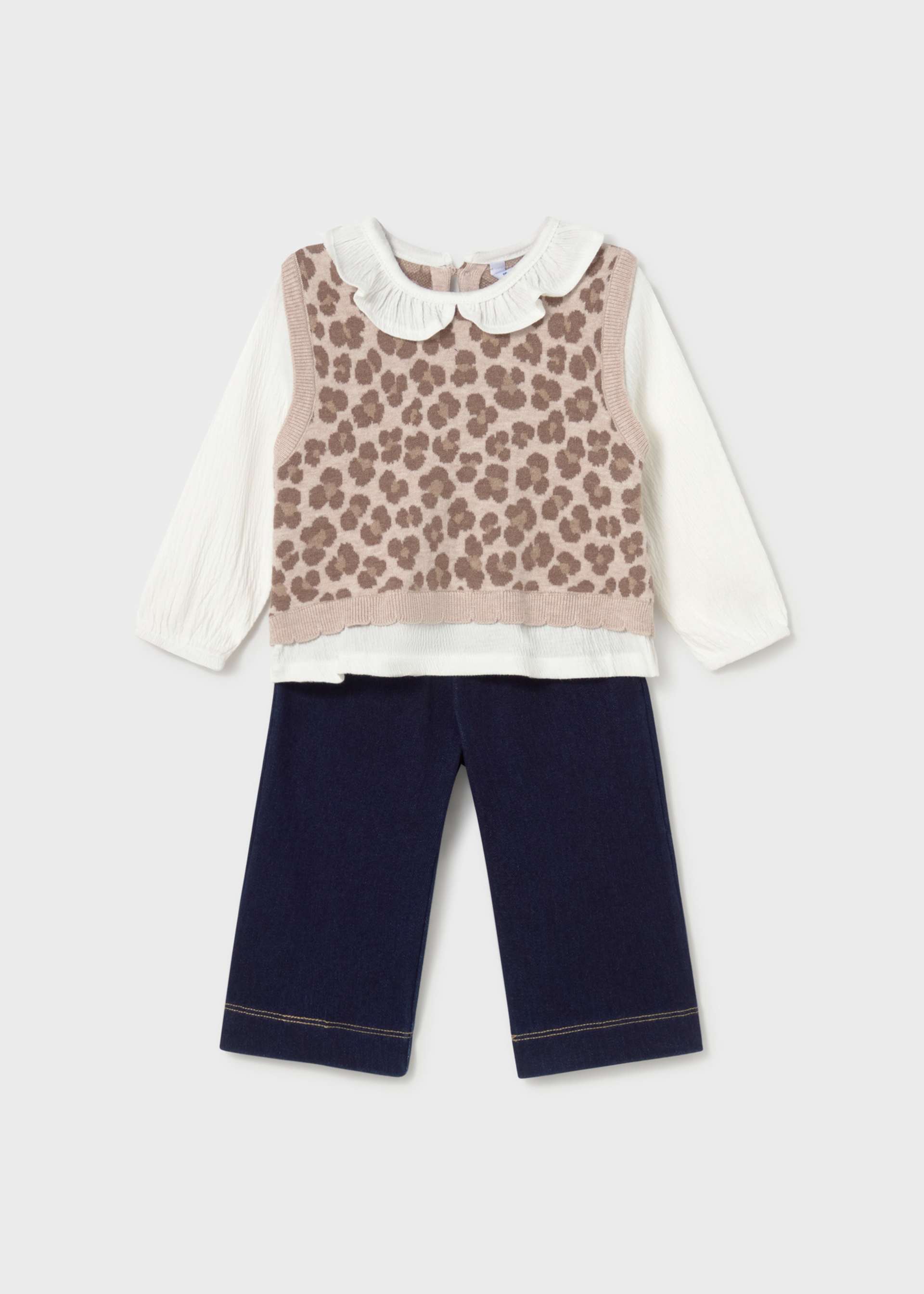 Completo pantalone e blusa con gilet bimba