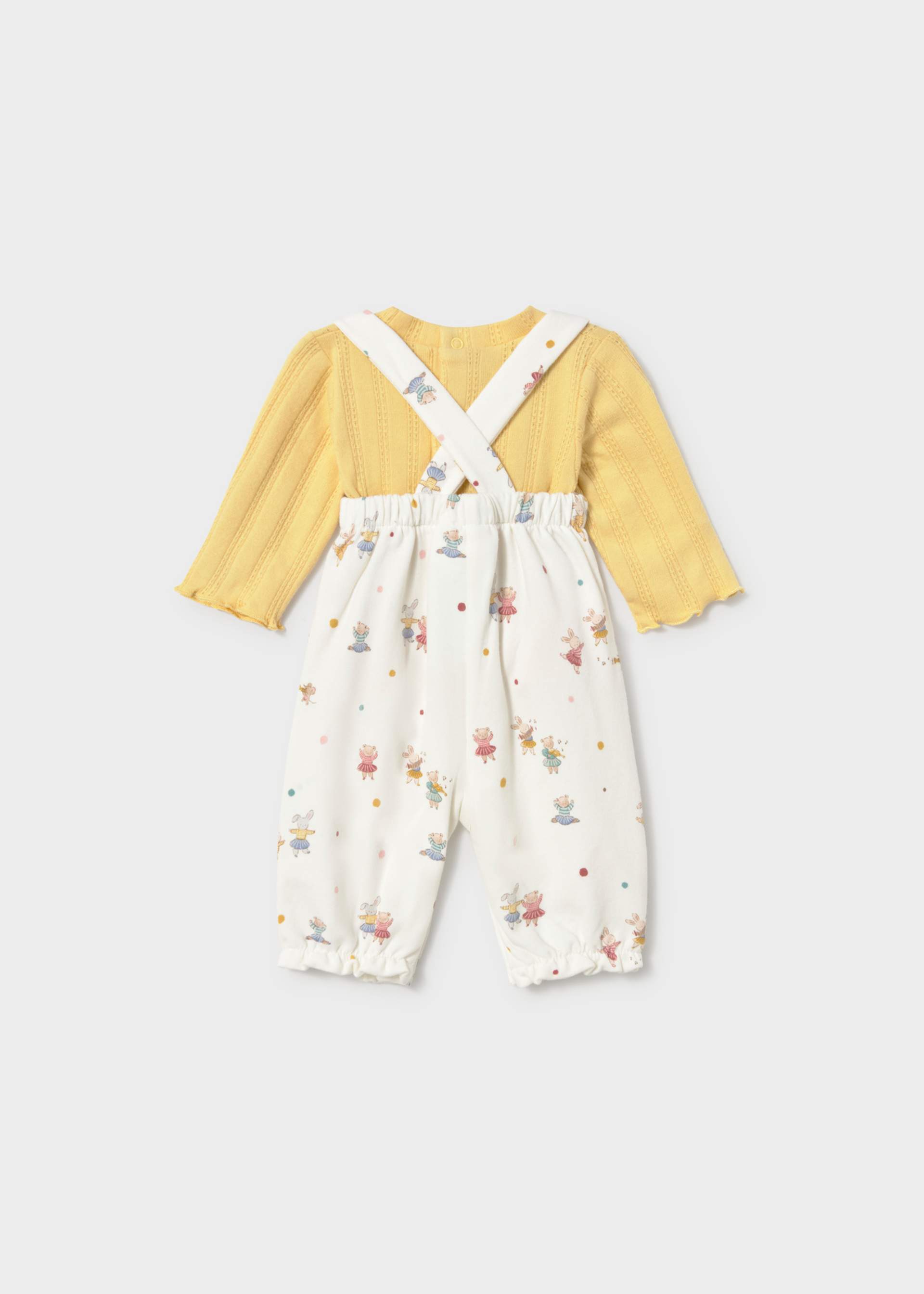 Newborn Girl Printed Dungaree and Sweater Set