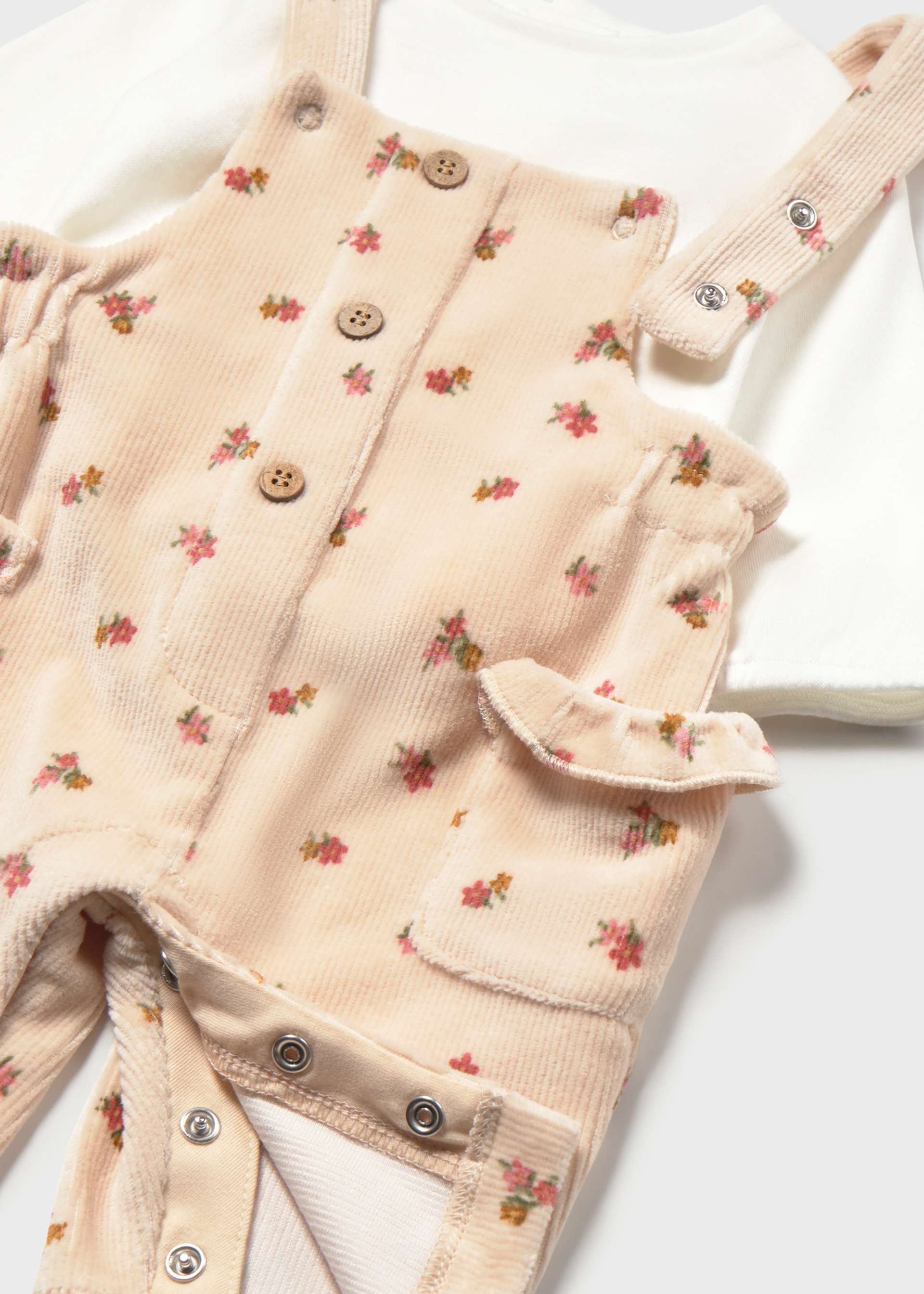 Newborn Girl Printed Dungaree with T-Shirt