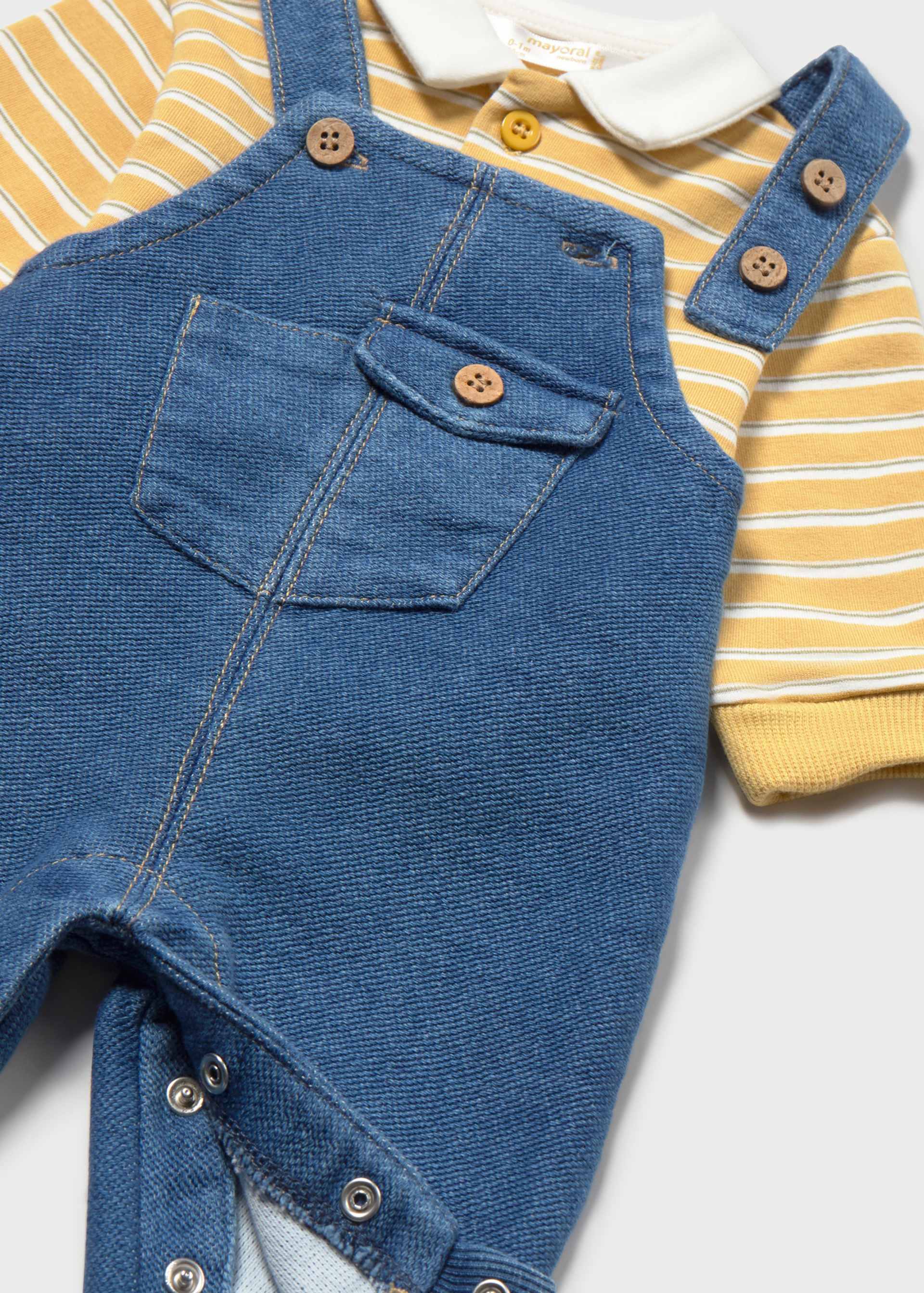 Conjunto peto y polo rayas recién nacido