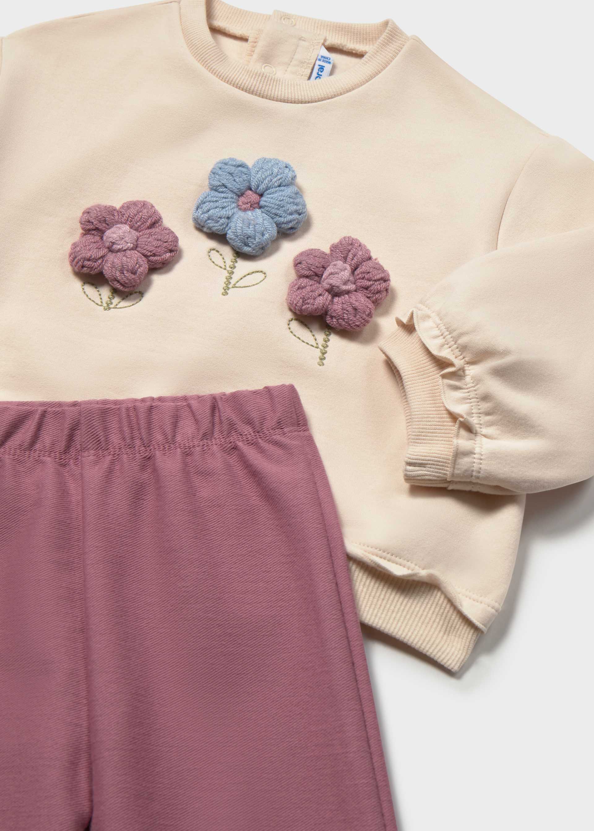 Completo felpa e pantaloni neonata