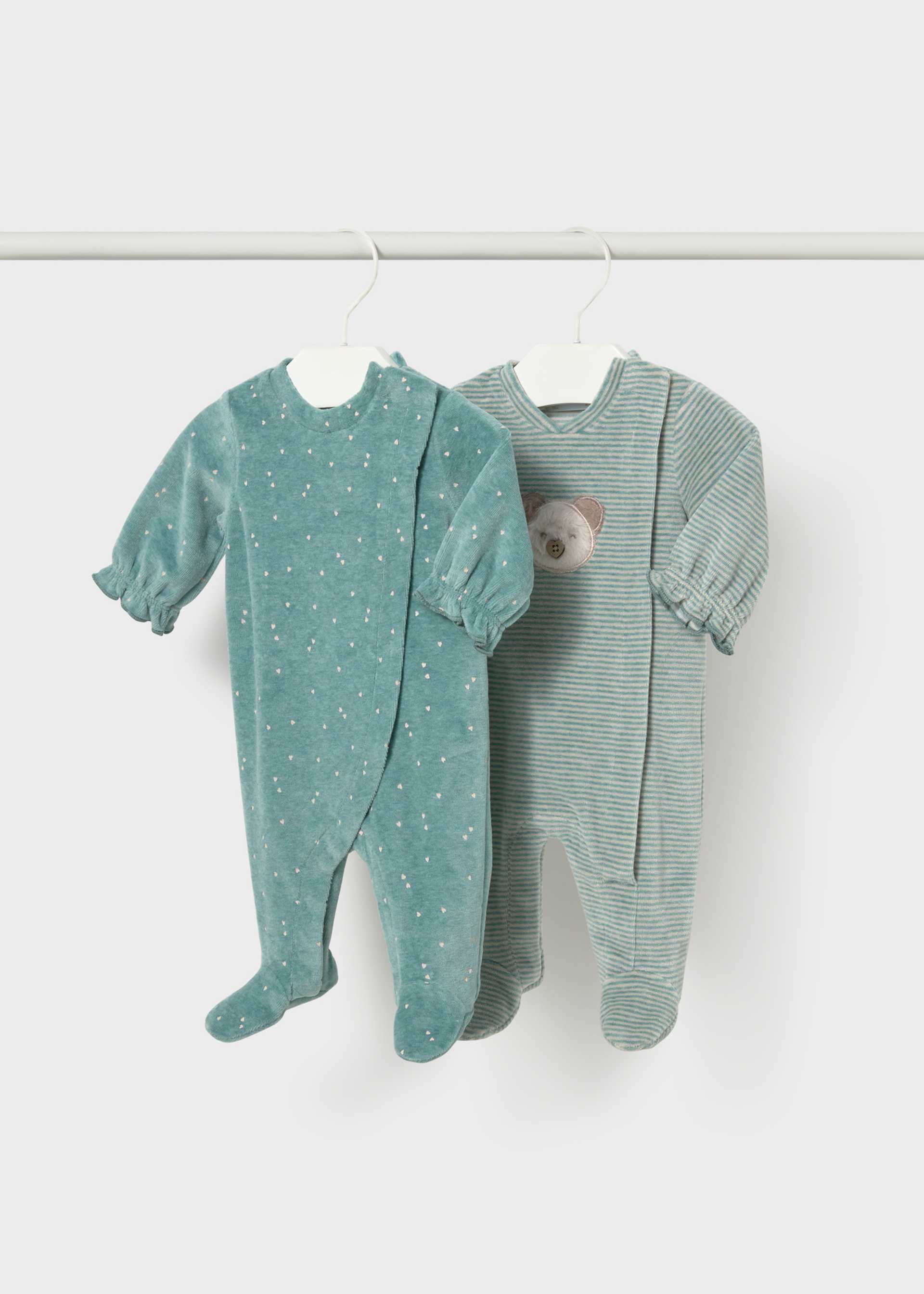 Newborn Girl Pack of 2 Ruffled Borders Sleepsuits