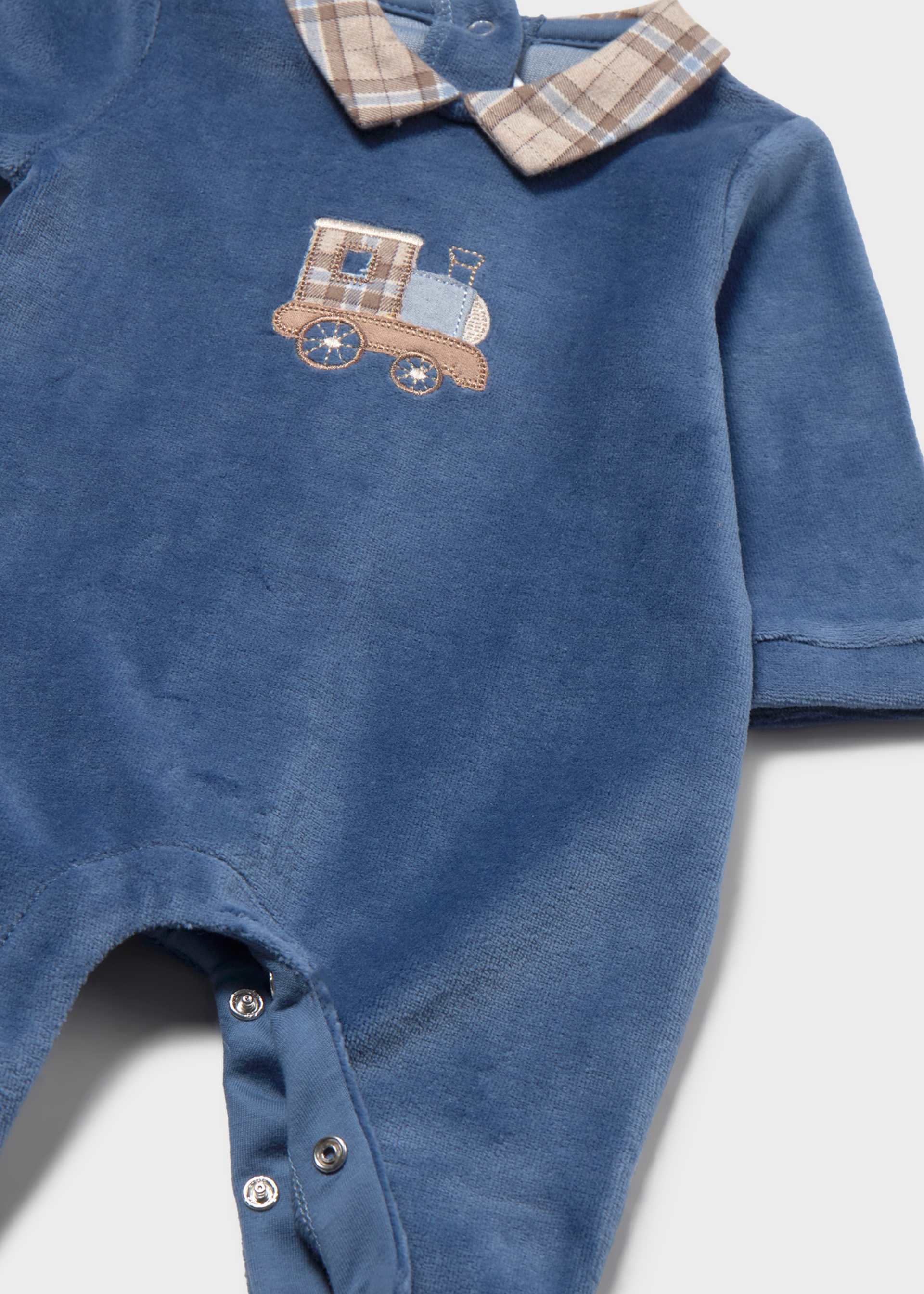 Newborn Boy Velour One-Piece