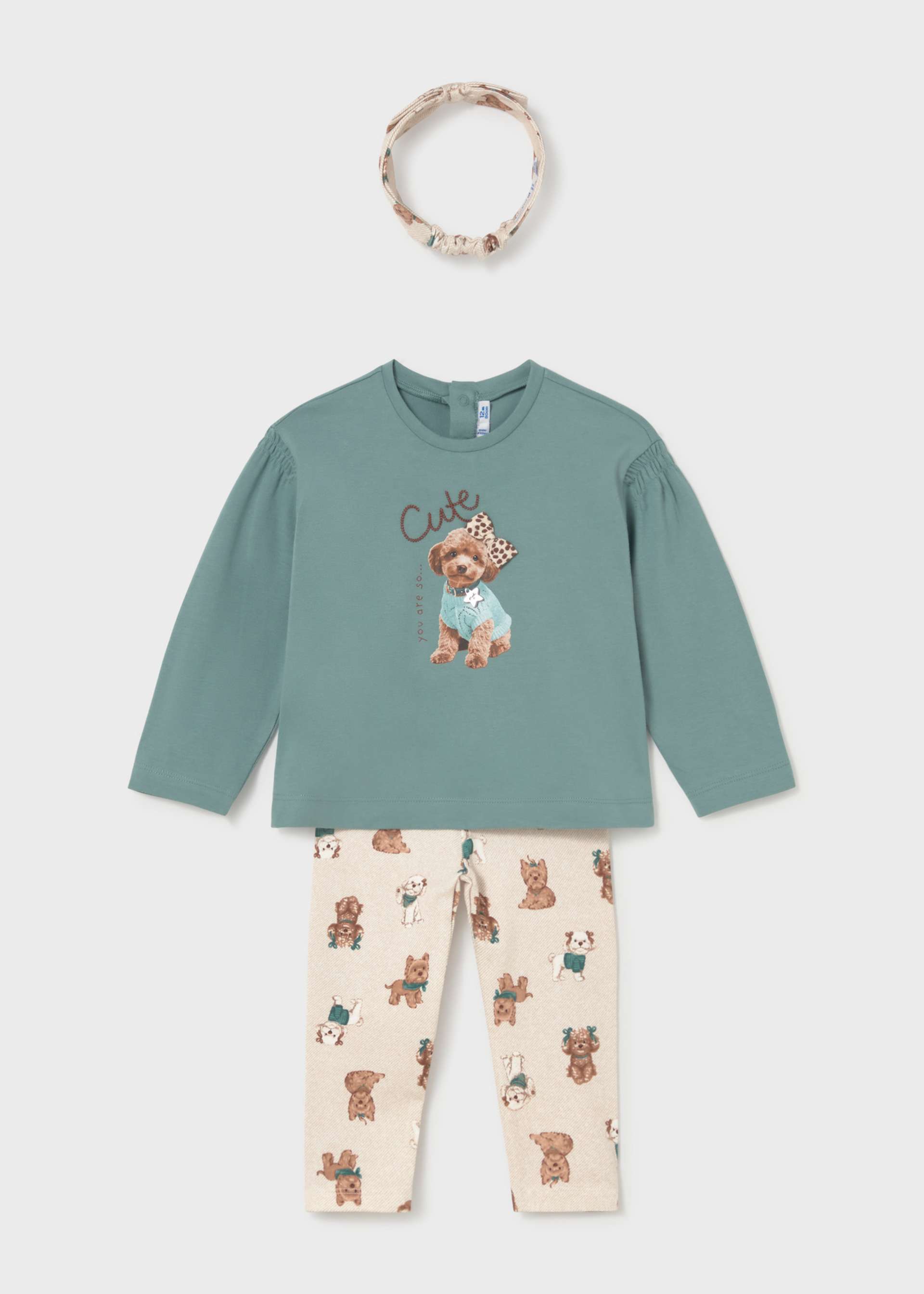 Completo cerchietto e leggings stampato bimba