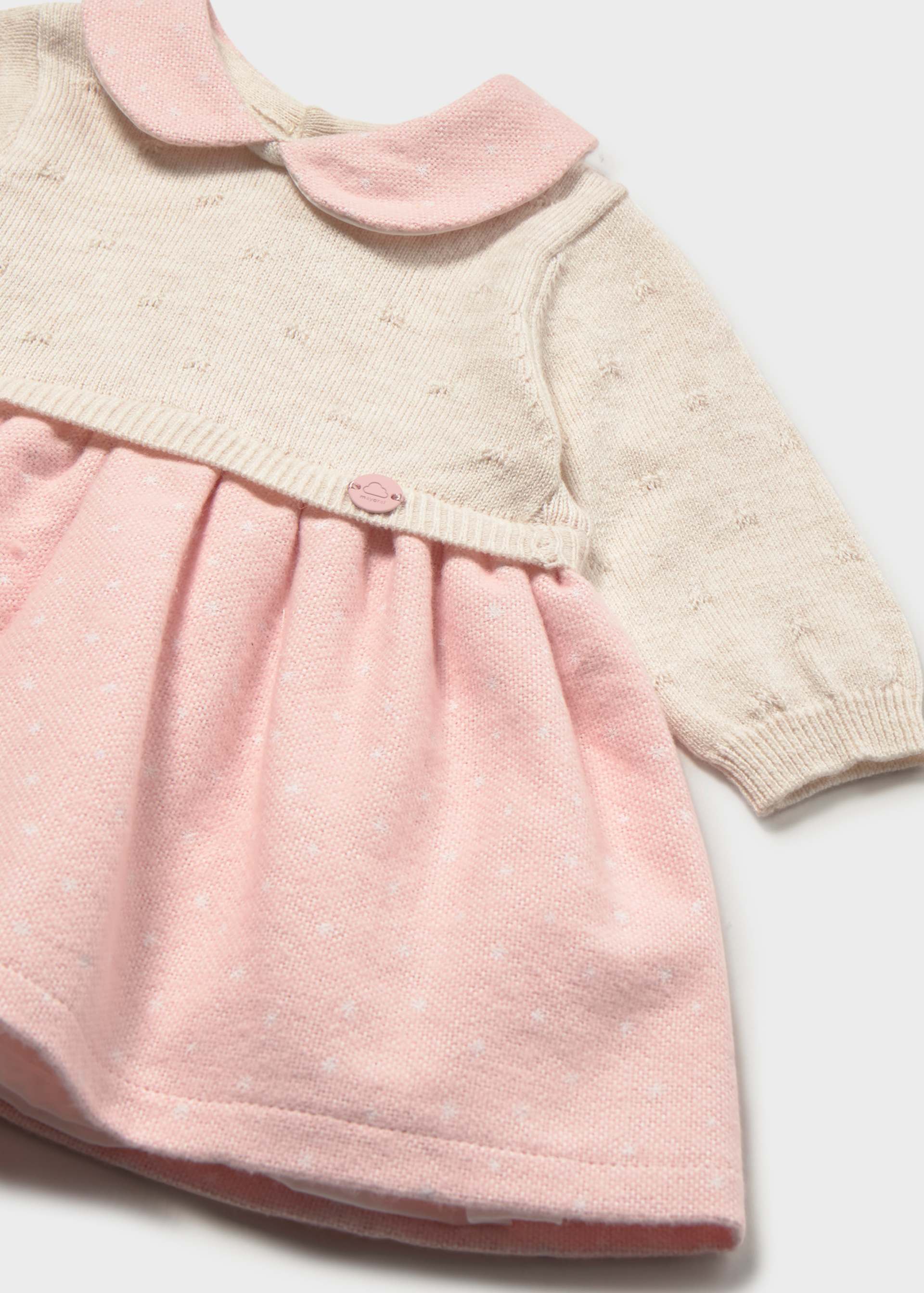 Rochie din tricot combinata nou-nascut