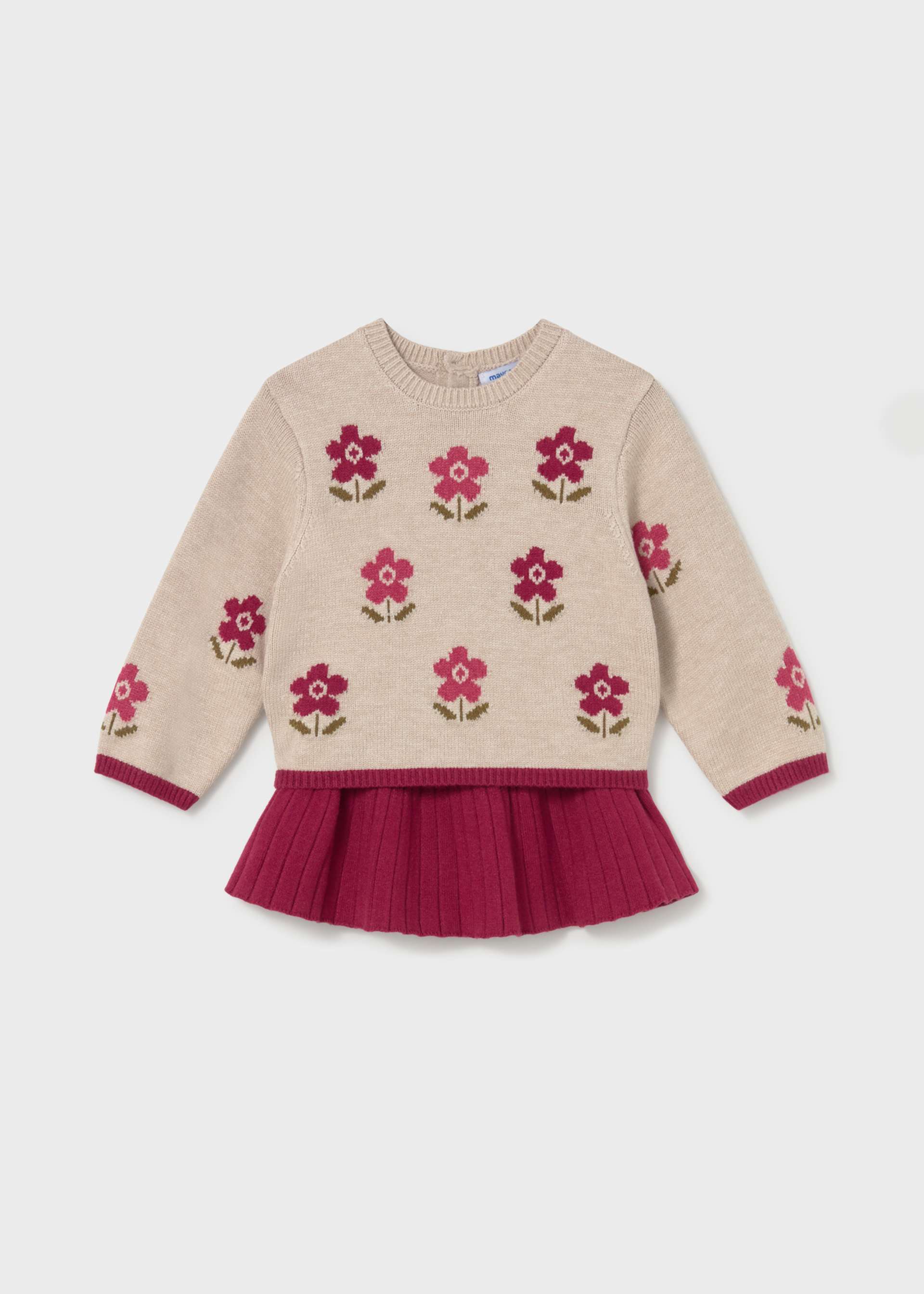 Conjunto falda y suéter intarsia bebé