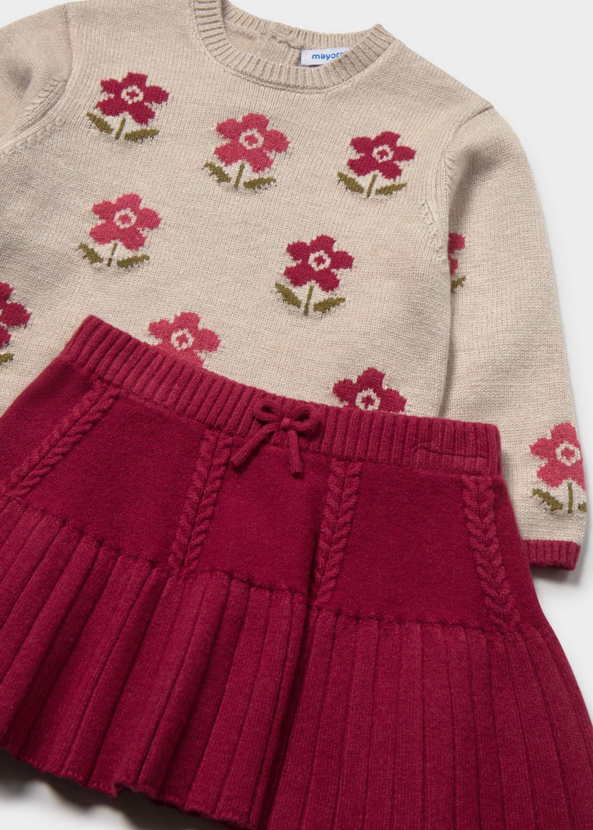 Conjunto falda y suéter intarsia bebé