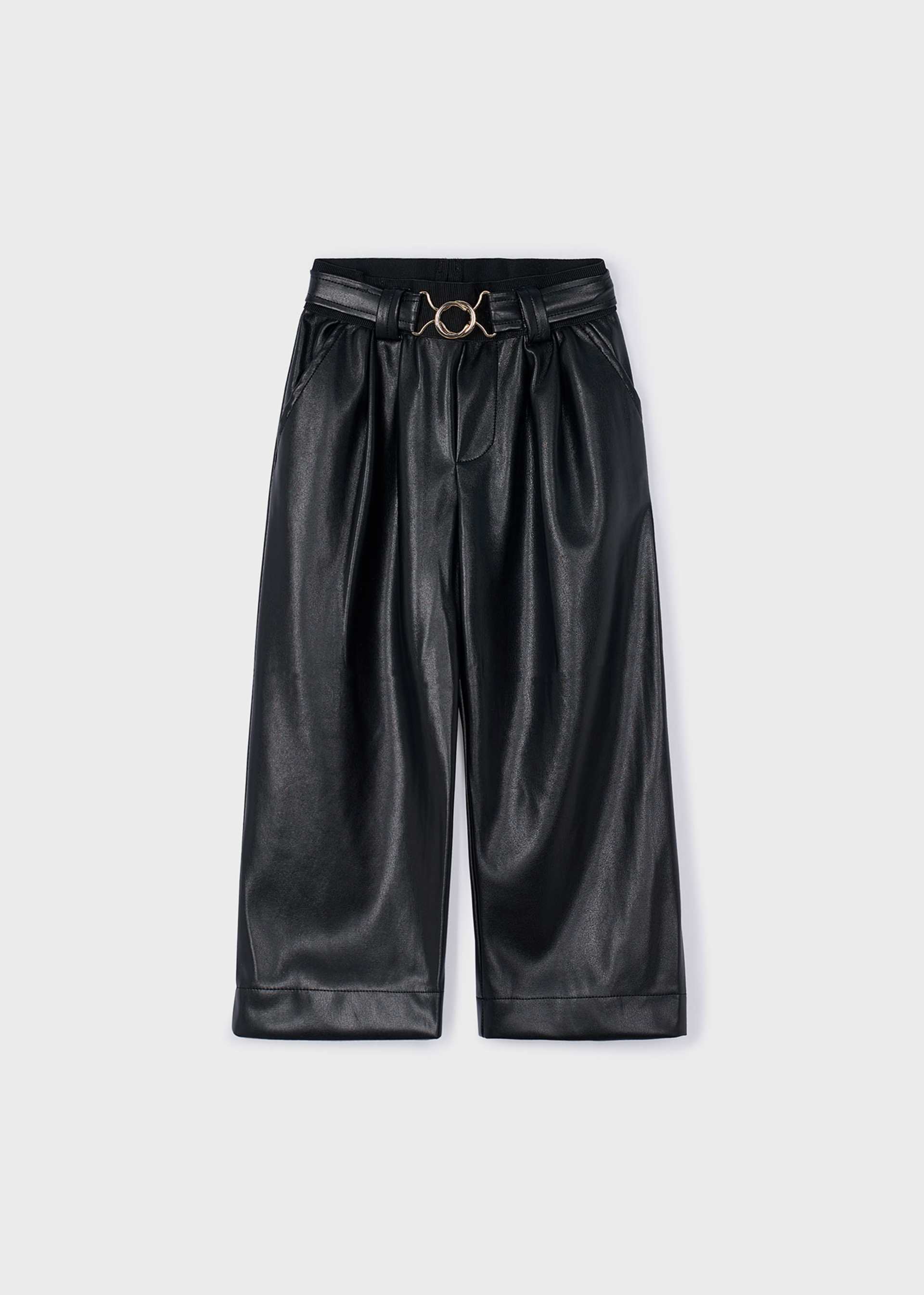 Girls leatherette trousers with belt