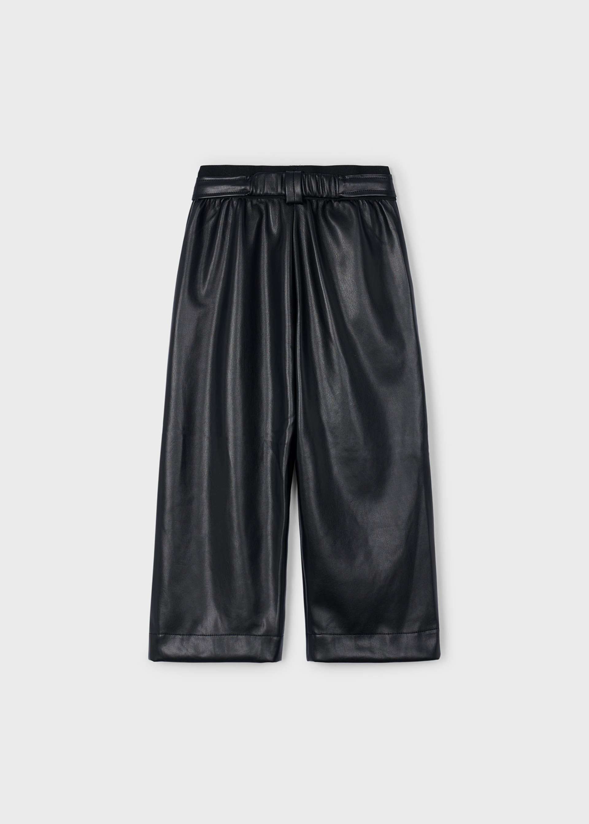 Girls leatherette trousers with belt
