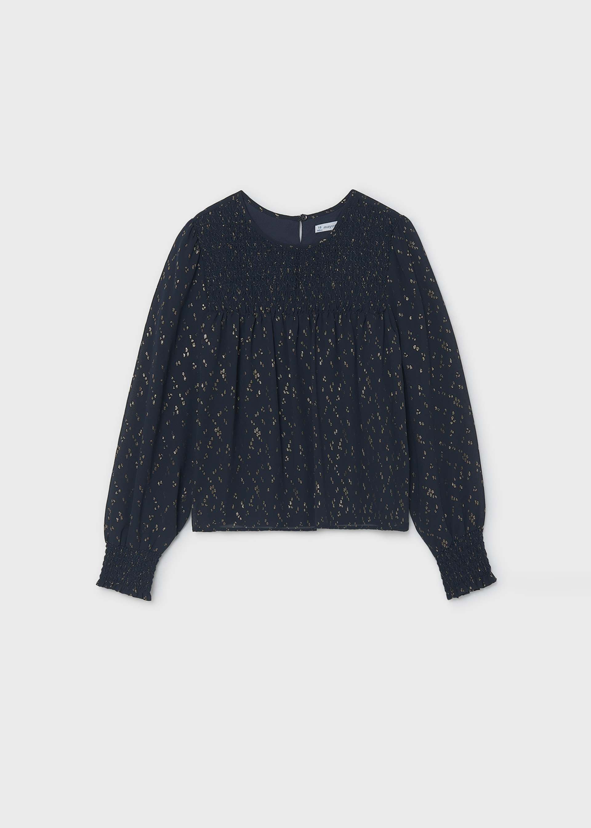 Blusa chiffon a nido d'ape ragazza