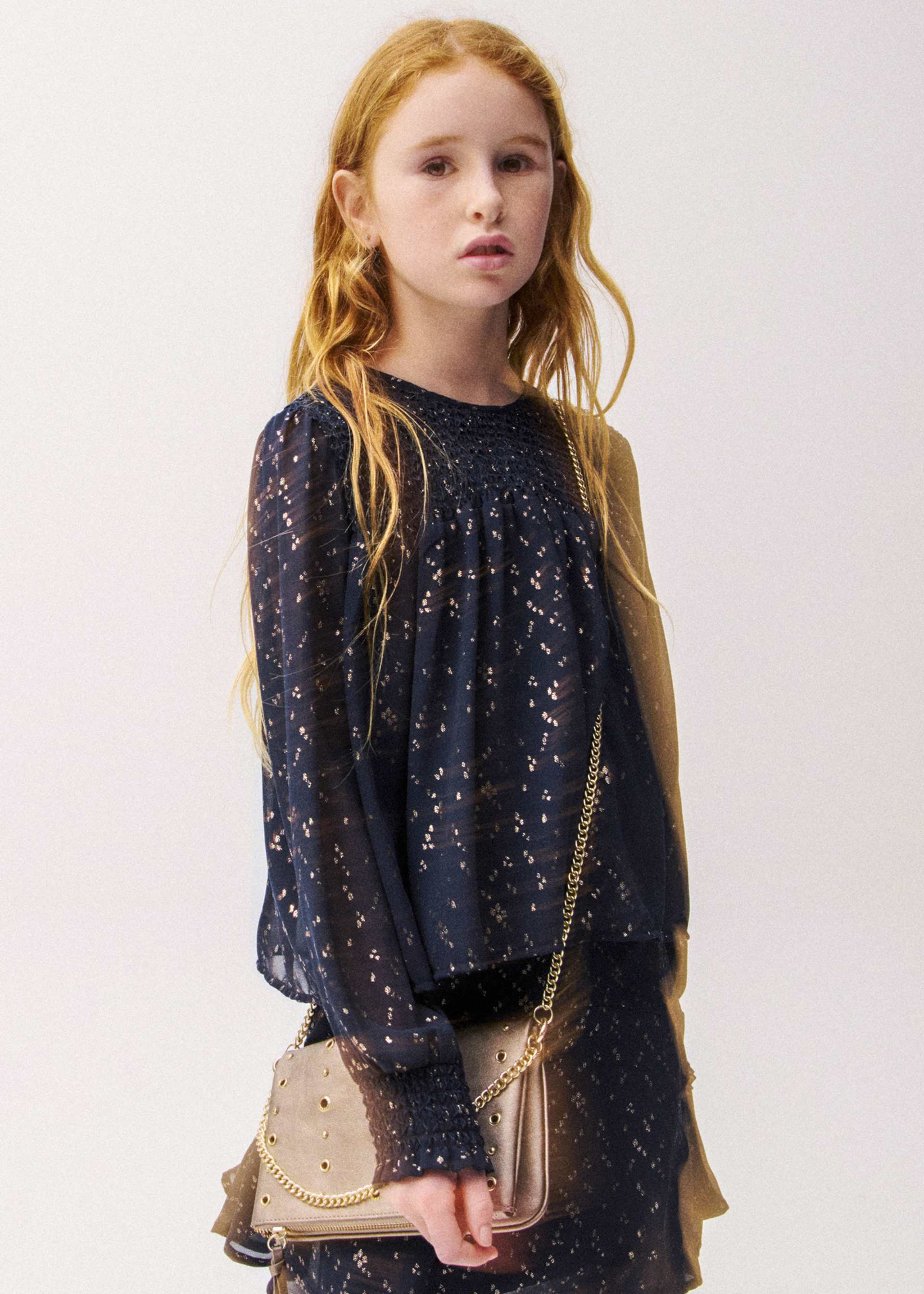 Blusa chiffon a nido d'ape ragazza