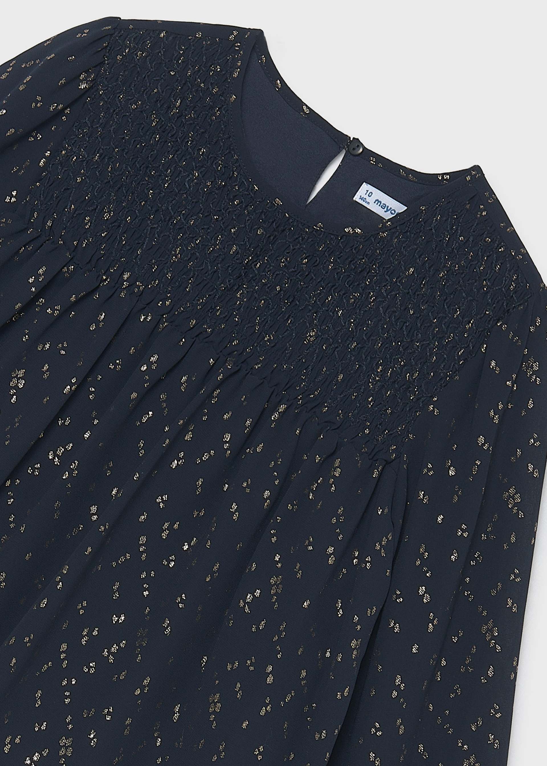 Blusa chiffon a nido d'ape ragazza