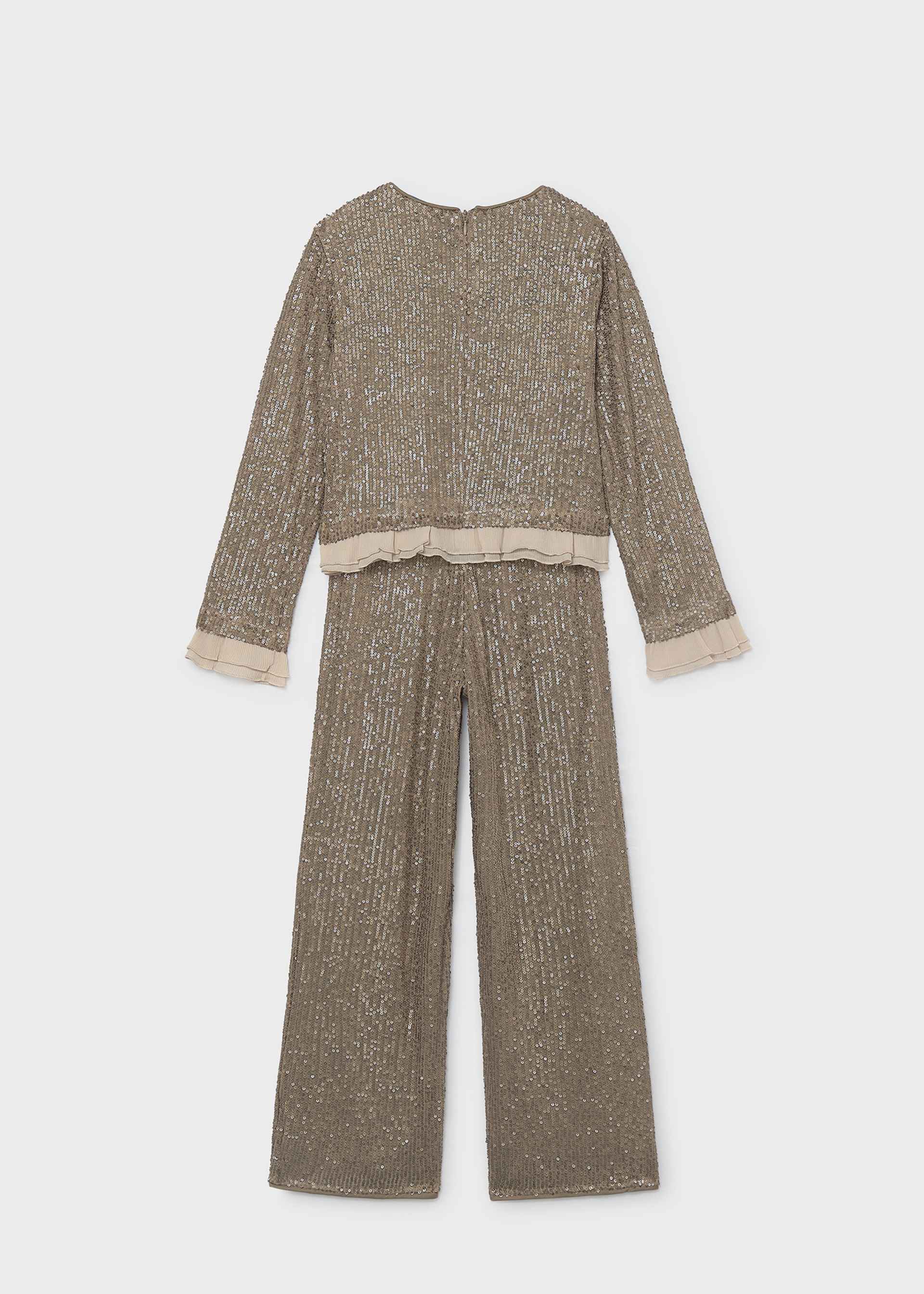 Completo pantalone e maglietta lustrini ragazza