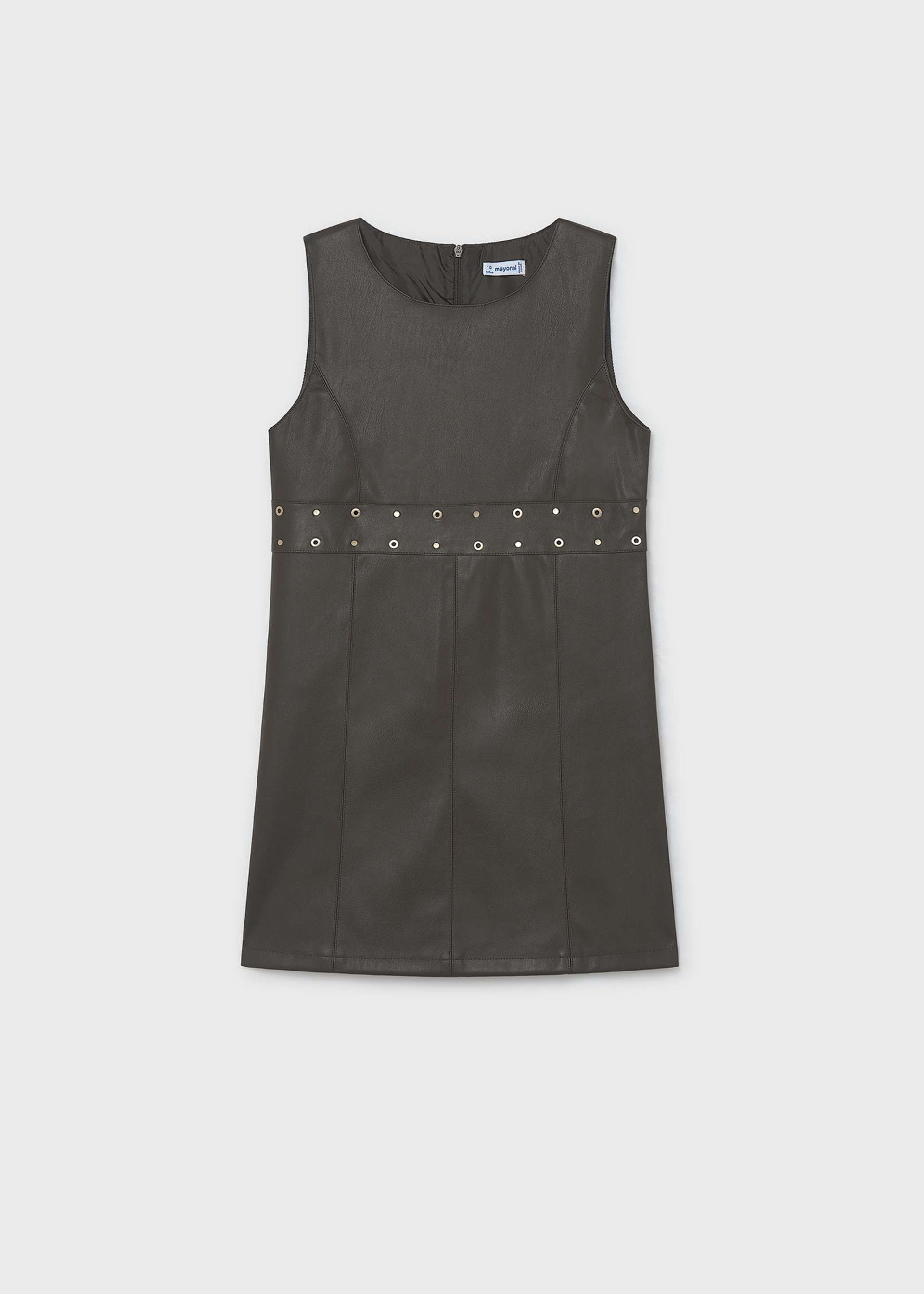 Girls' faux leather pinafore dress