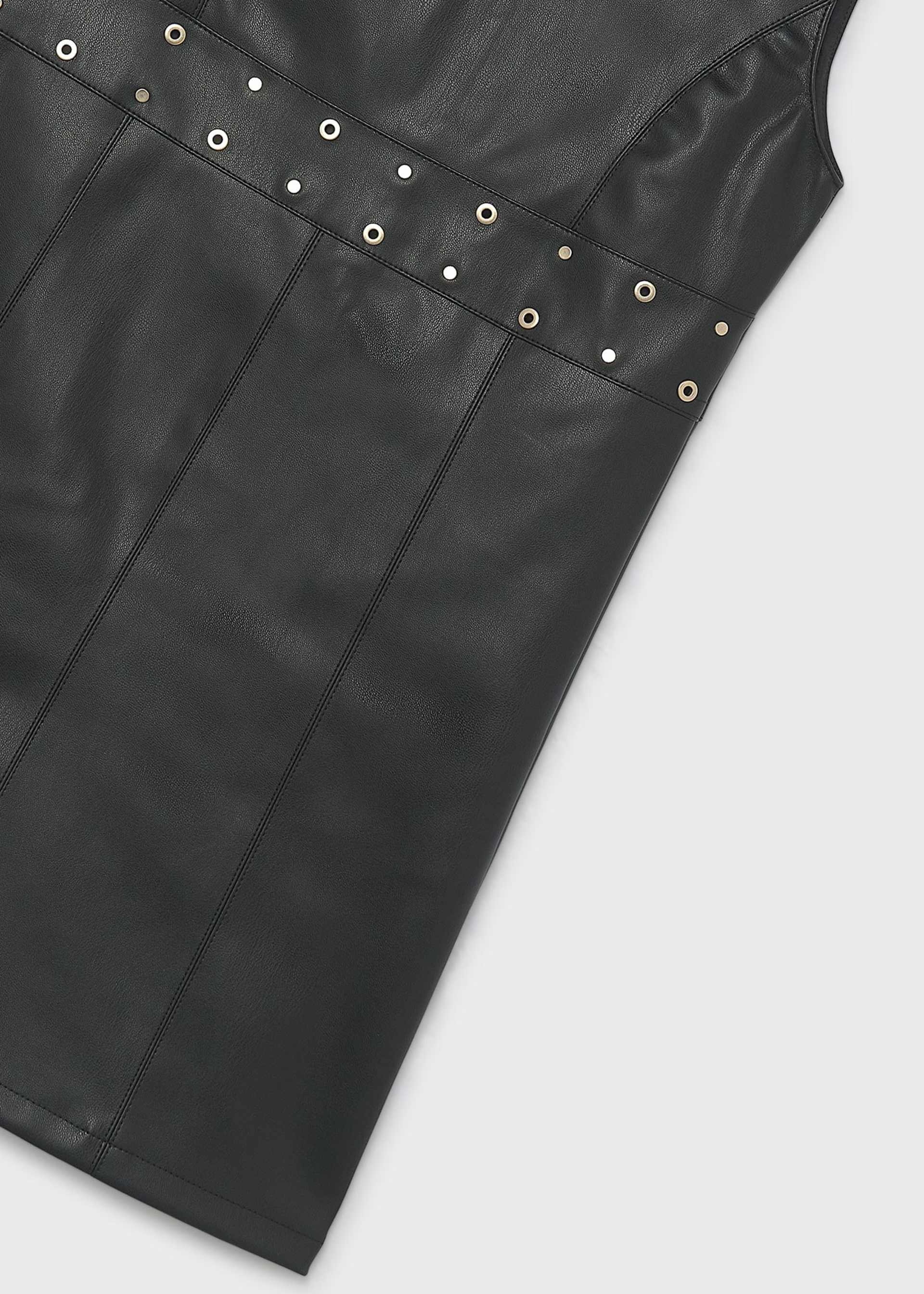 Girls' faux leather pinafore dress