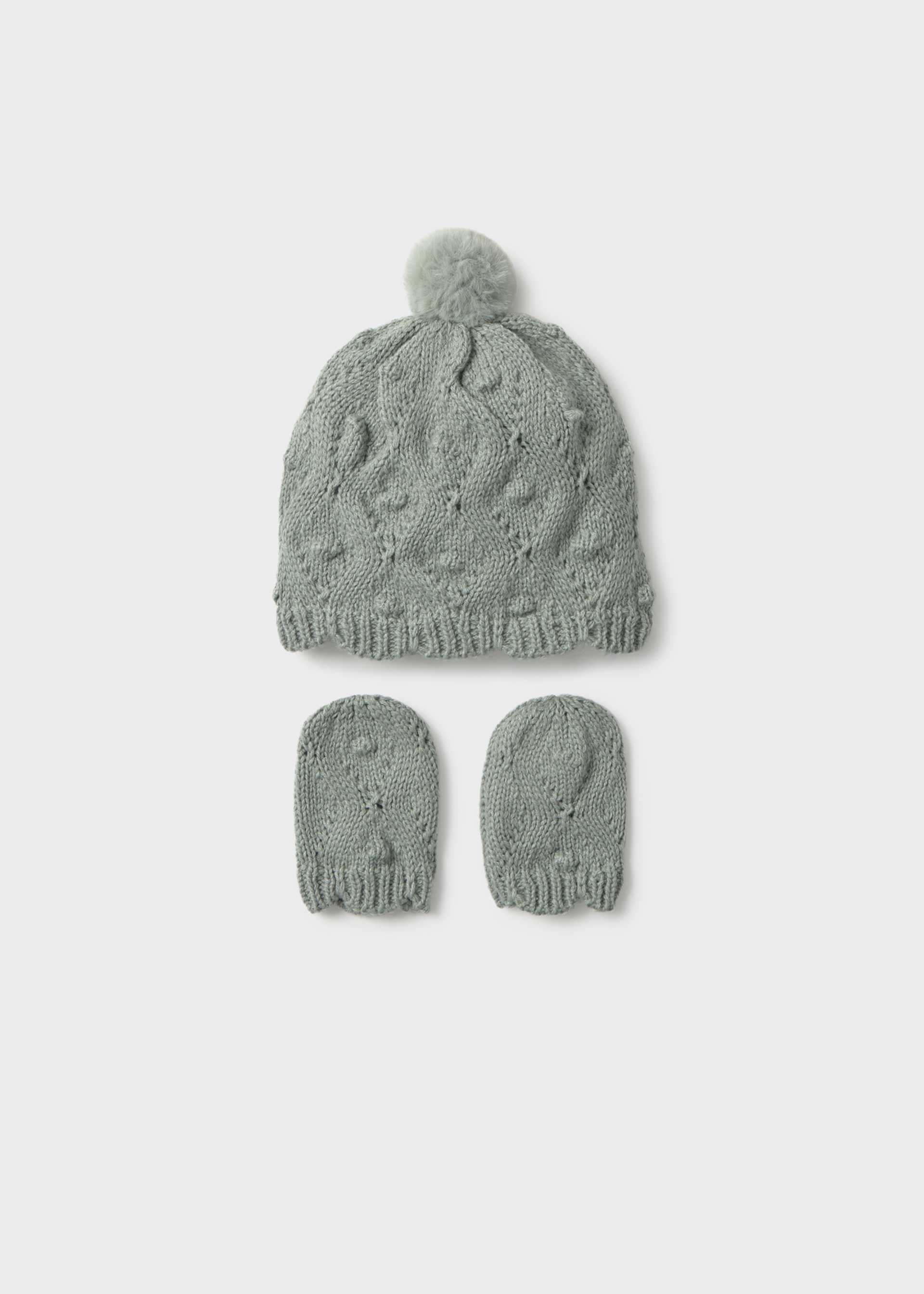 Completo cappello e manopole neonata
