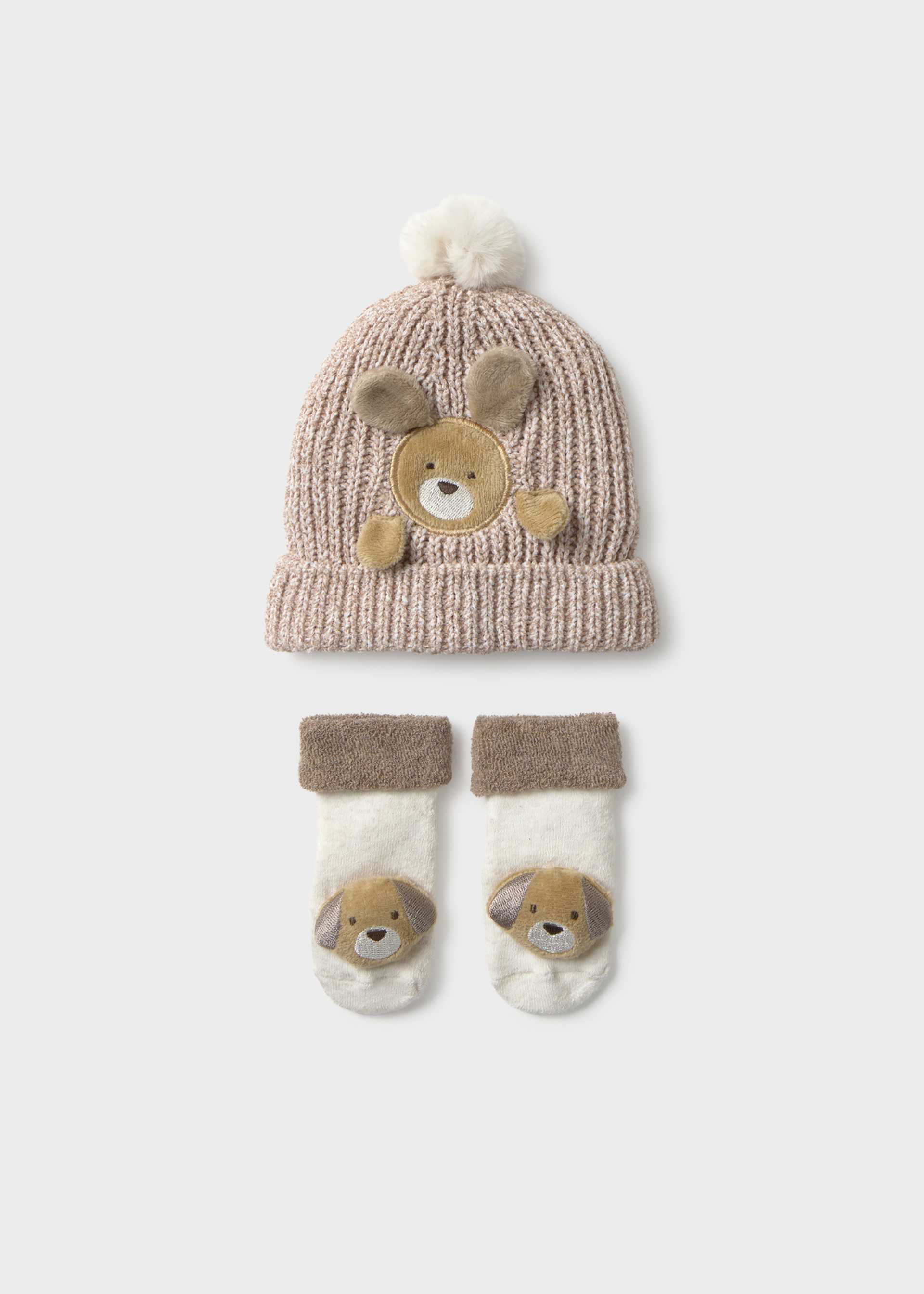 Set gorro y manoplas osito recién nacido