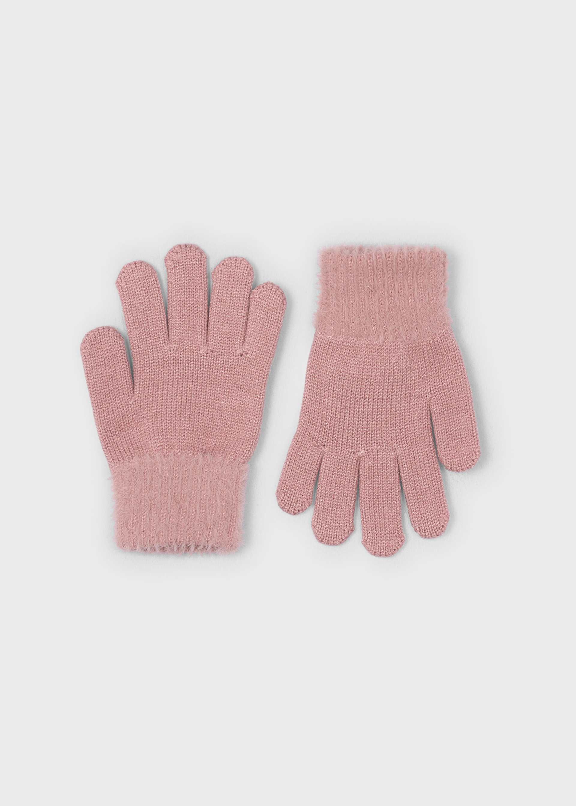 Girls knitted fur gloves