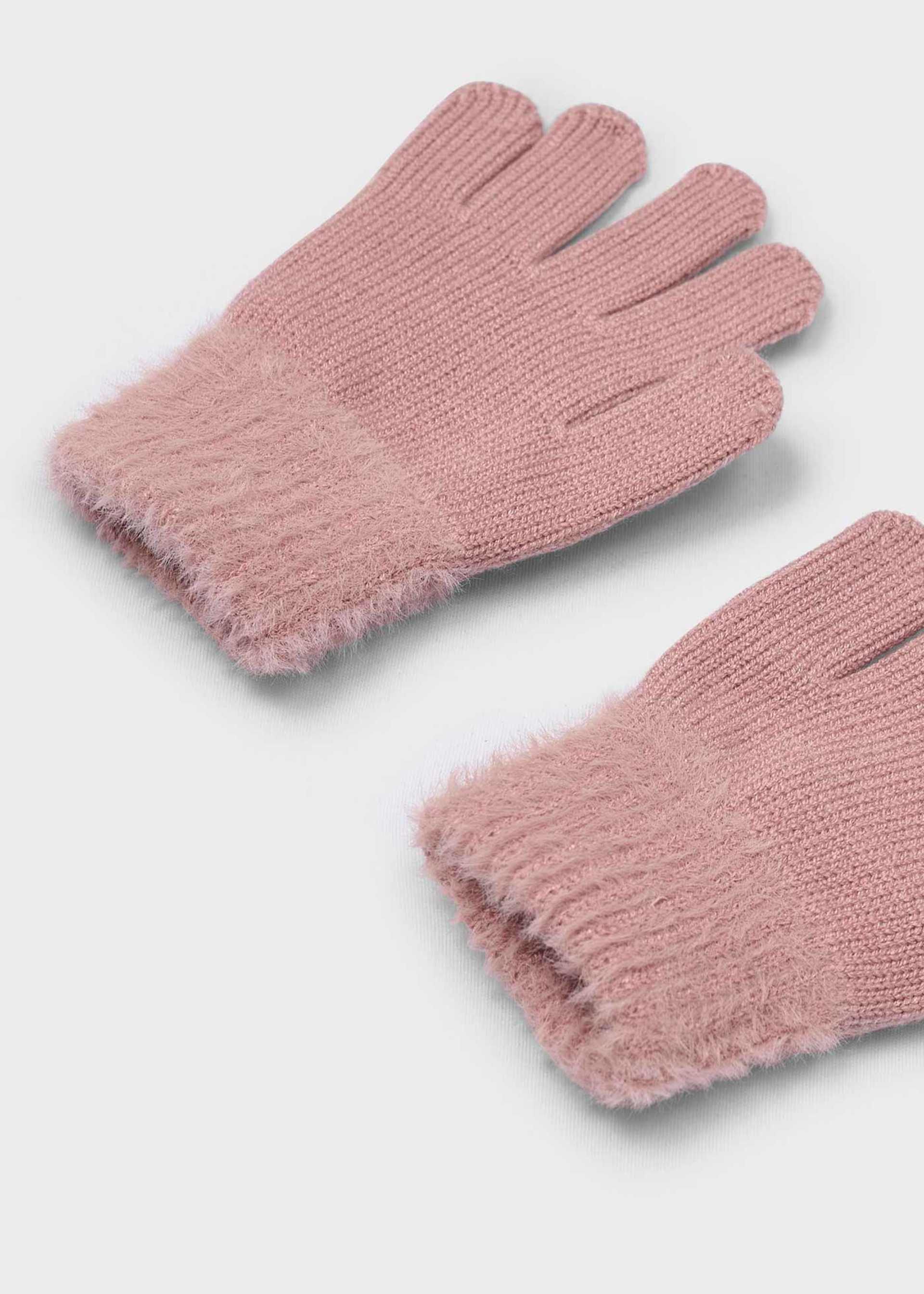 Girls knitted fur gloves