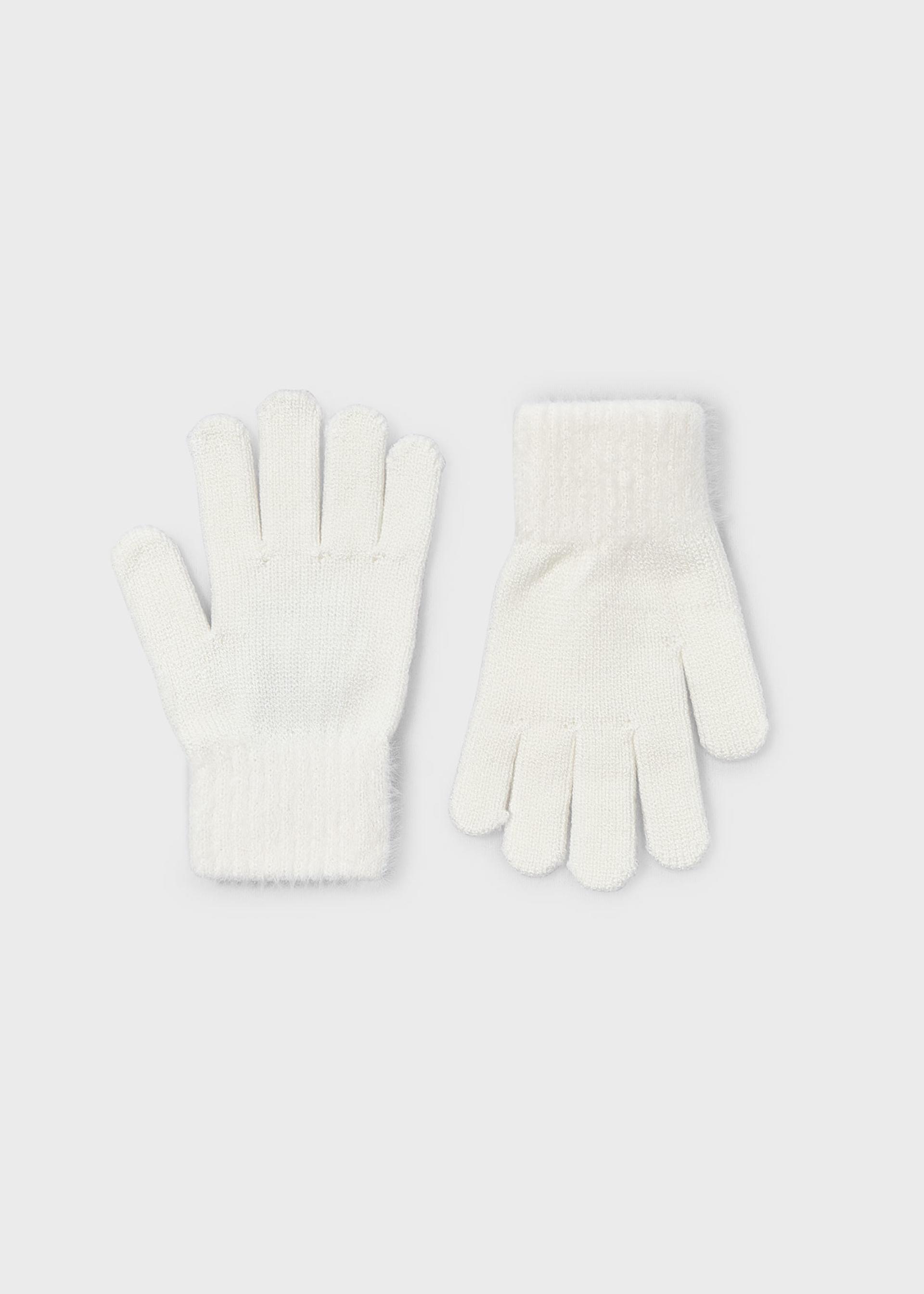 Girls knitted fur gloves