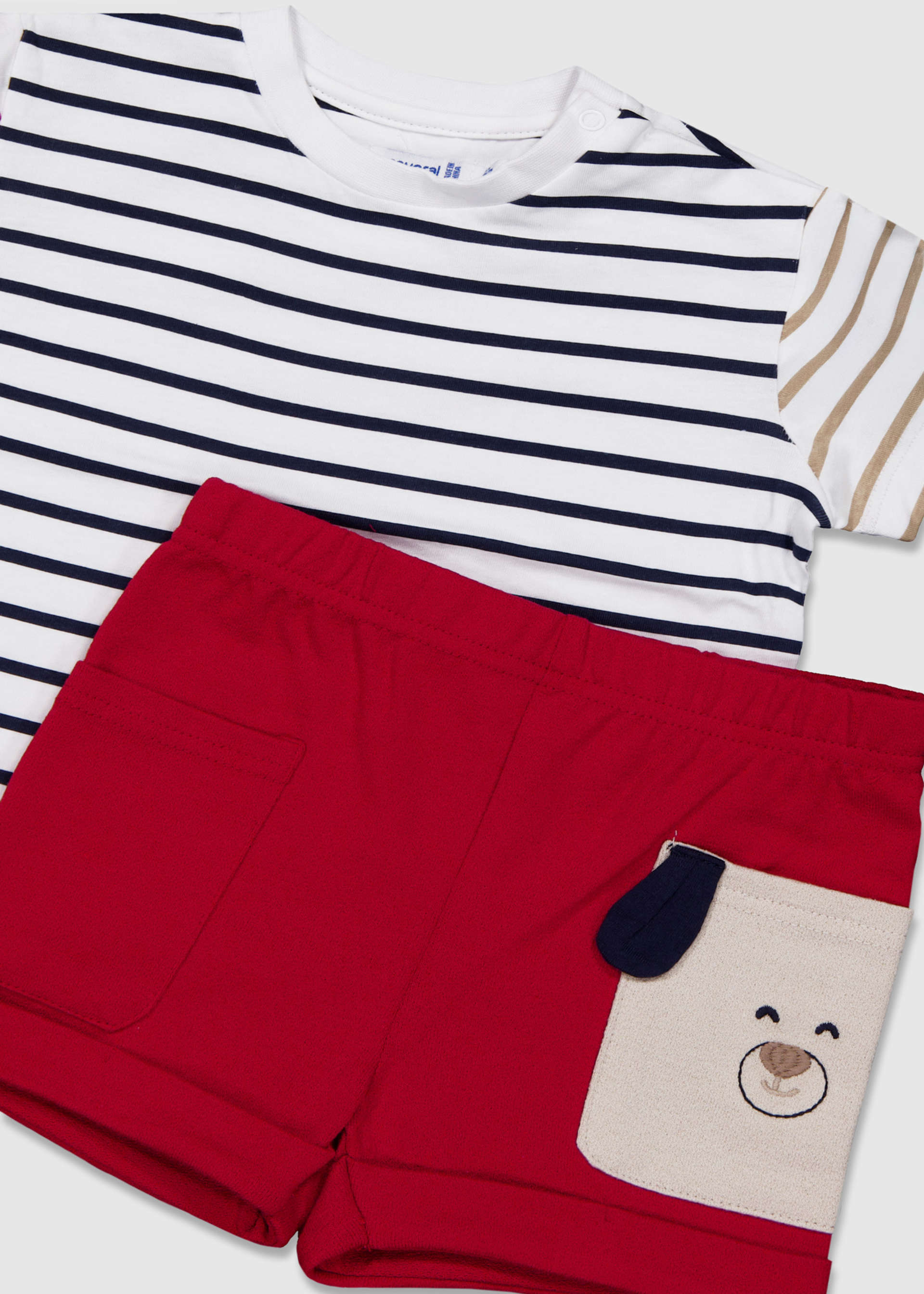 Conjunto camiseta rayas y pantalón corto bebé
