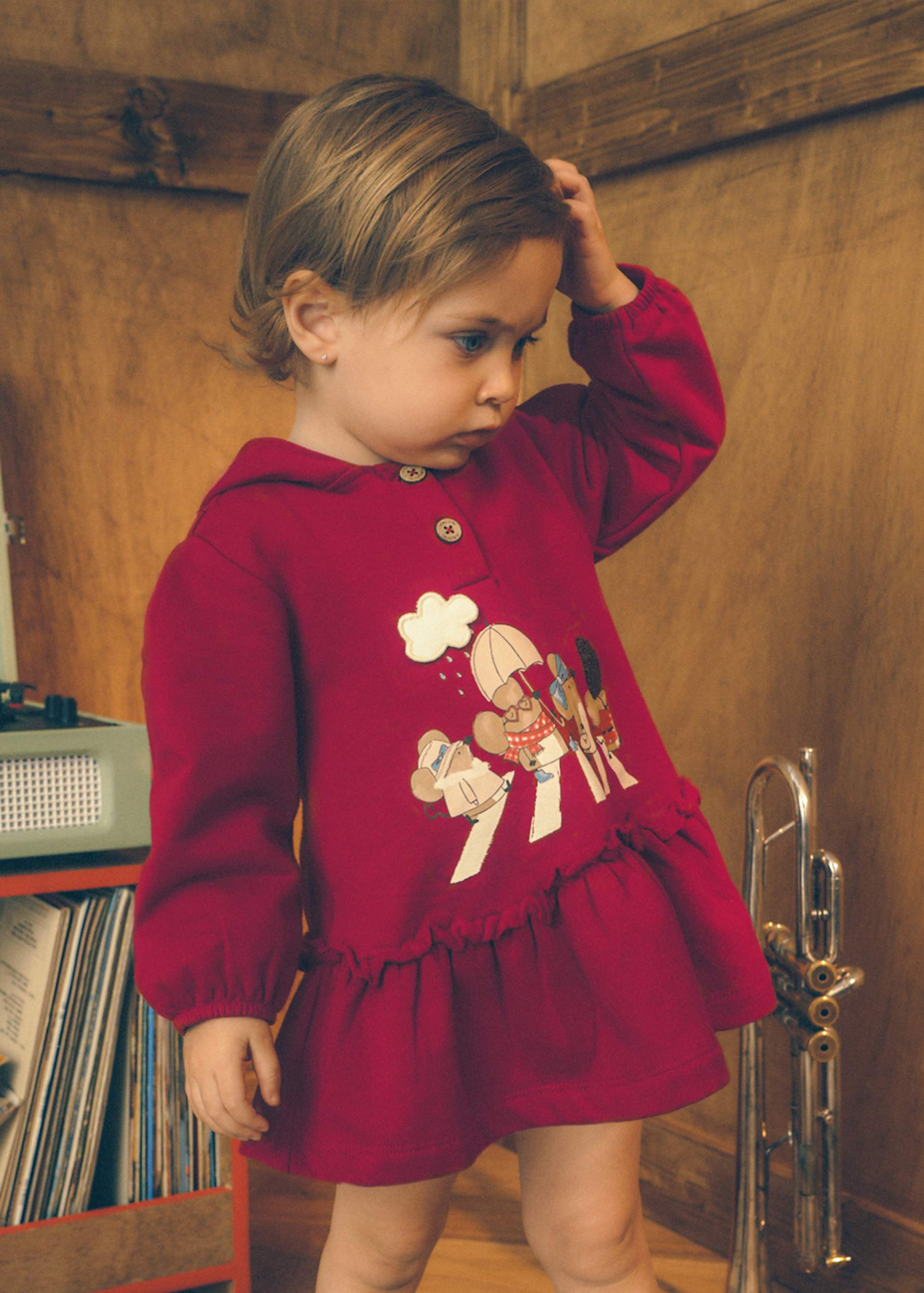 Baby ruffled hooded dress