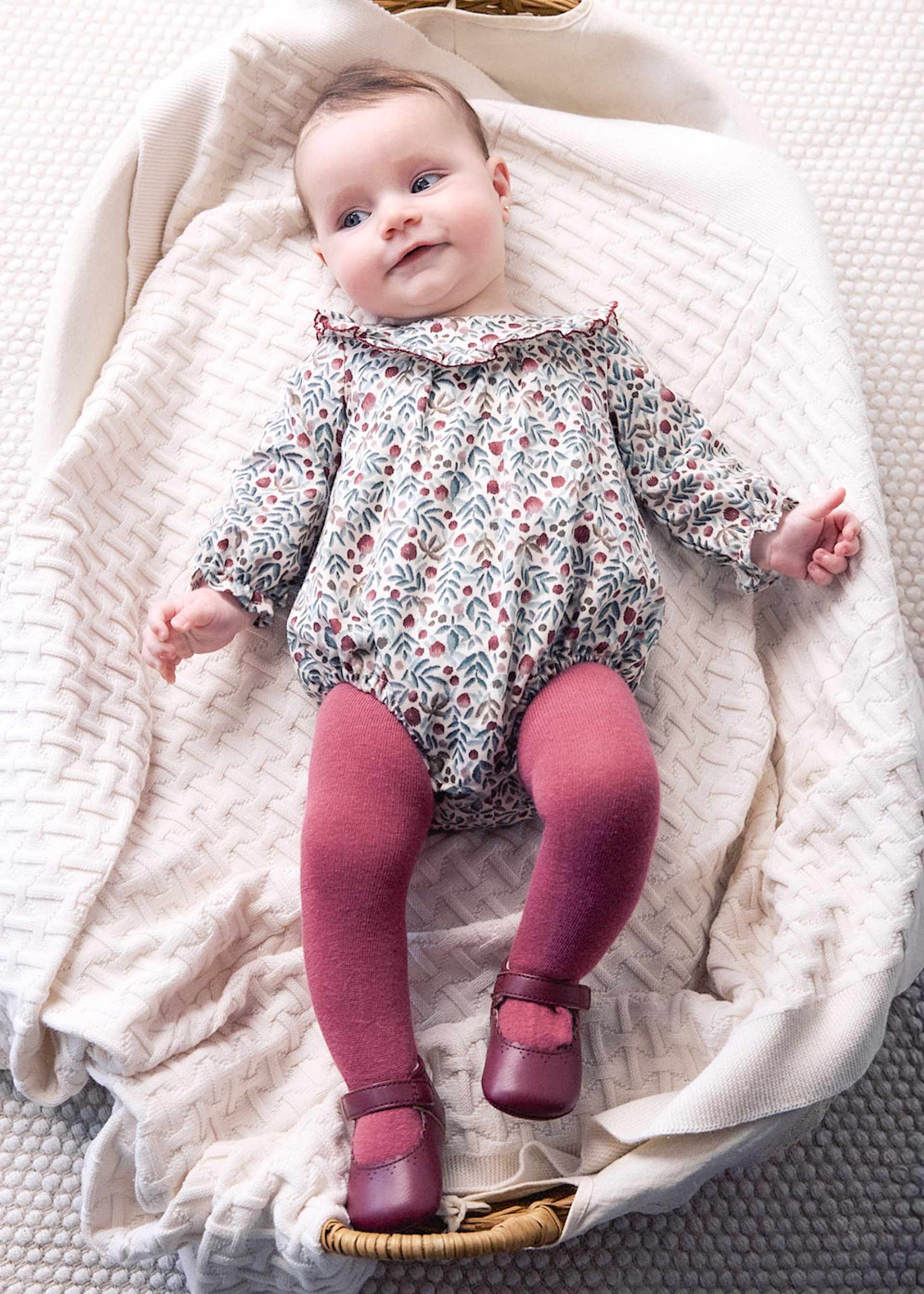 Newborn Girl Printed Romper with Tights