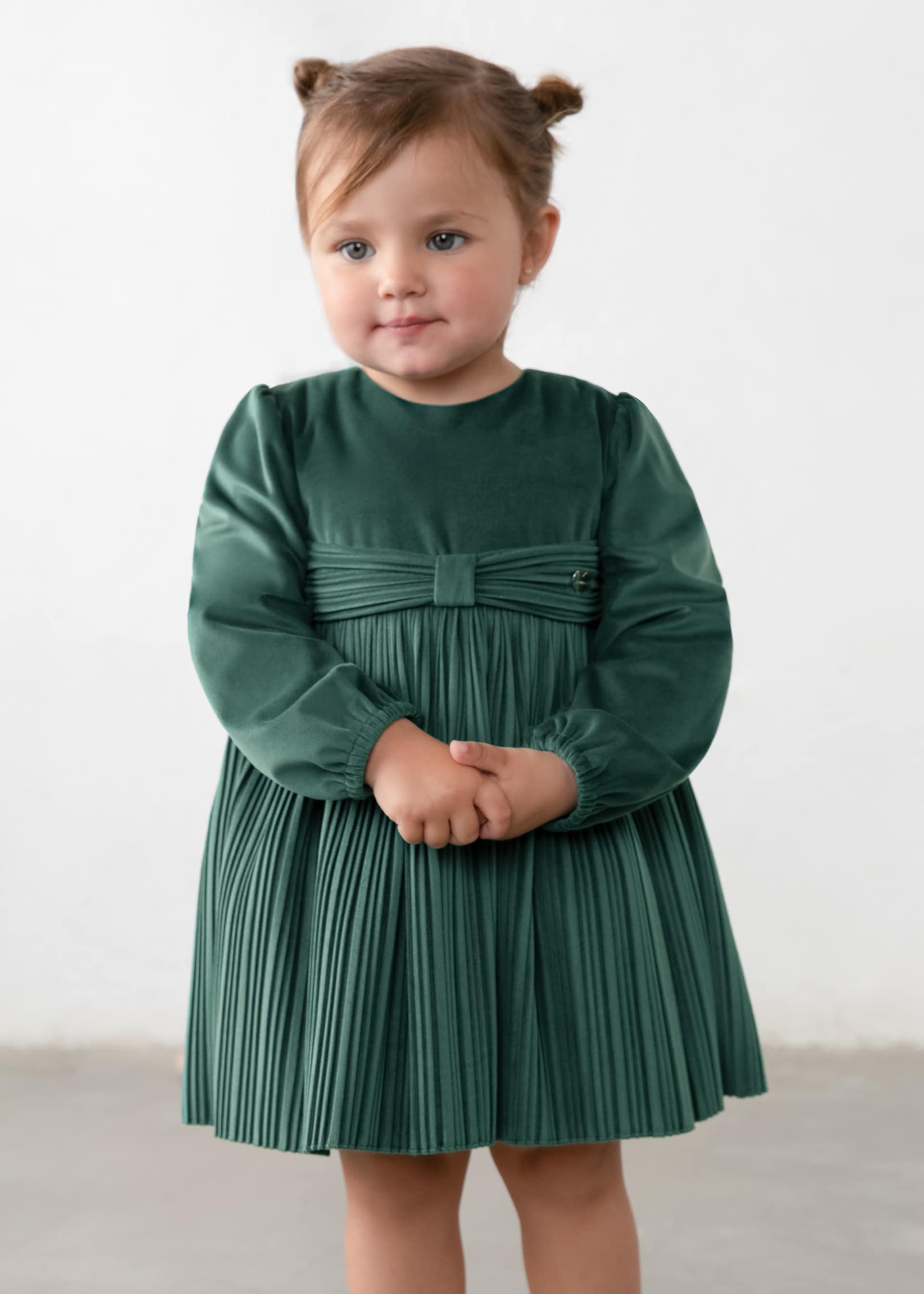 Vestido veludo plissado bebé