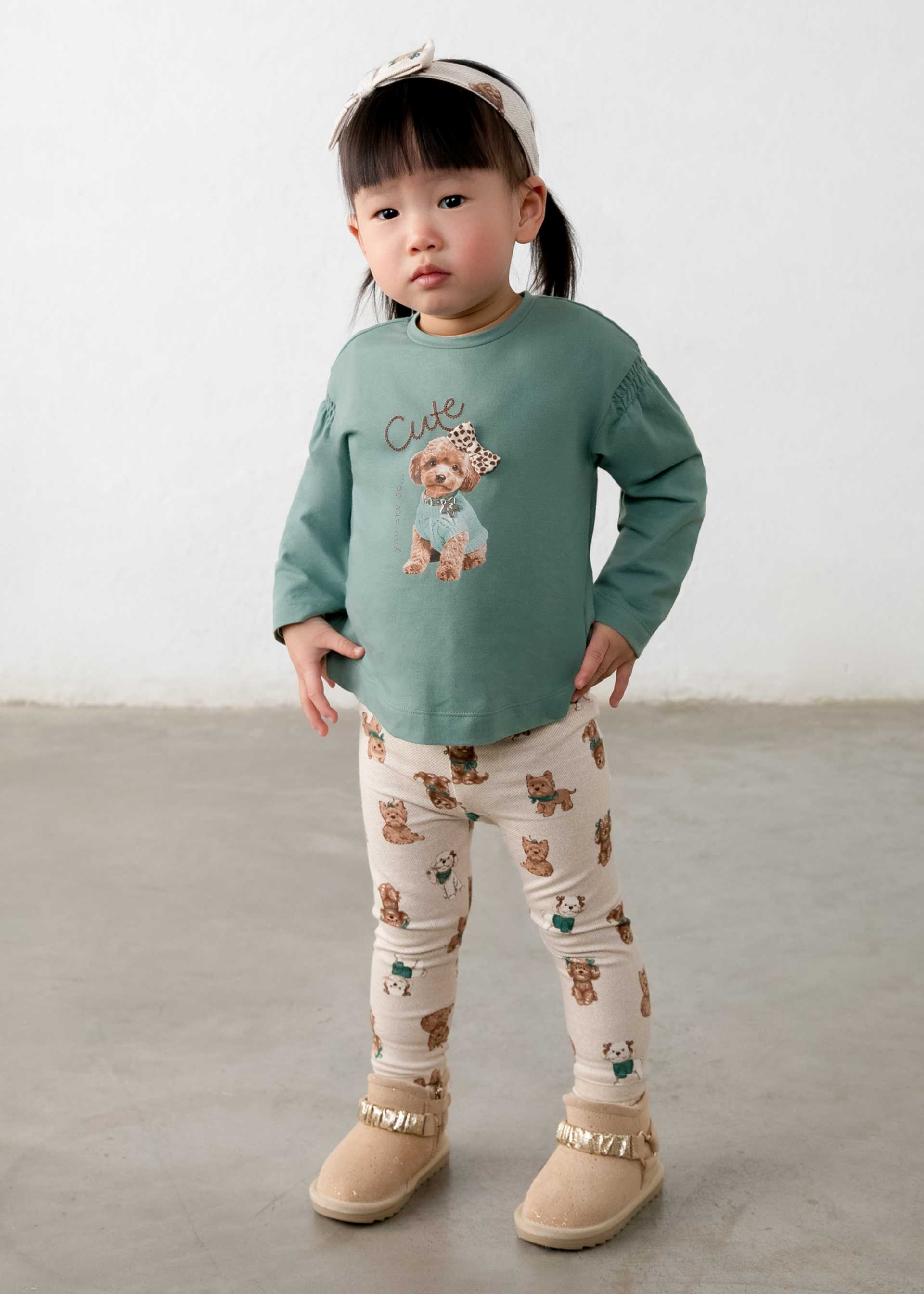 Completo cerchietto e leggings stampato bimba