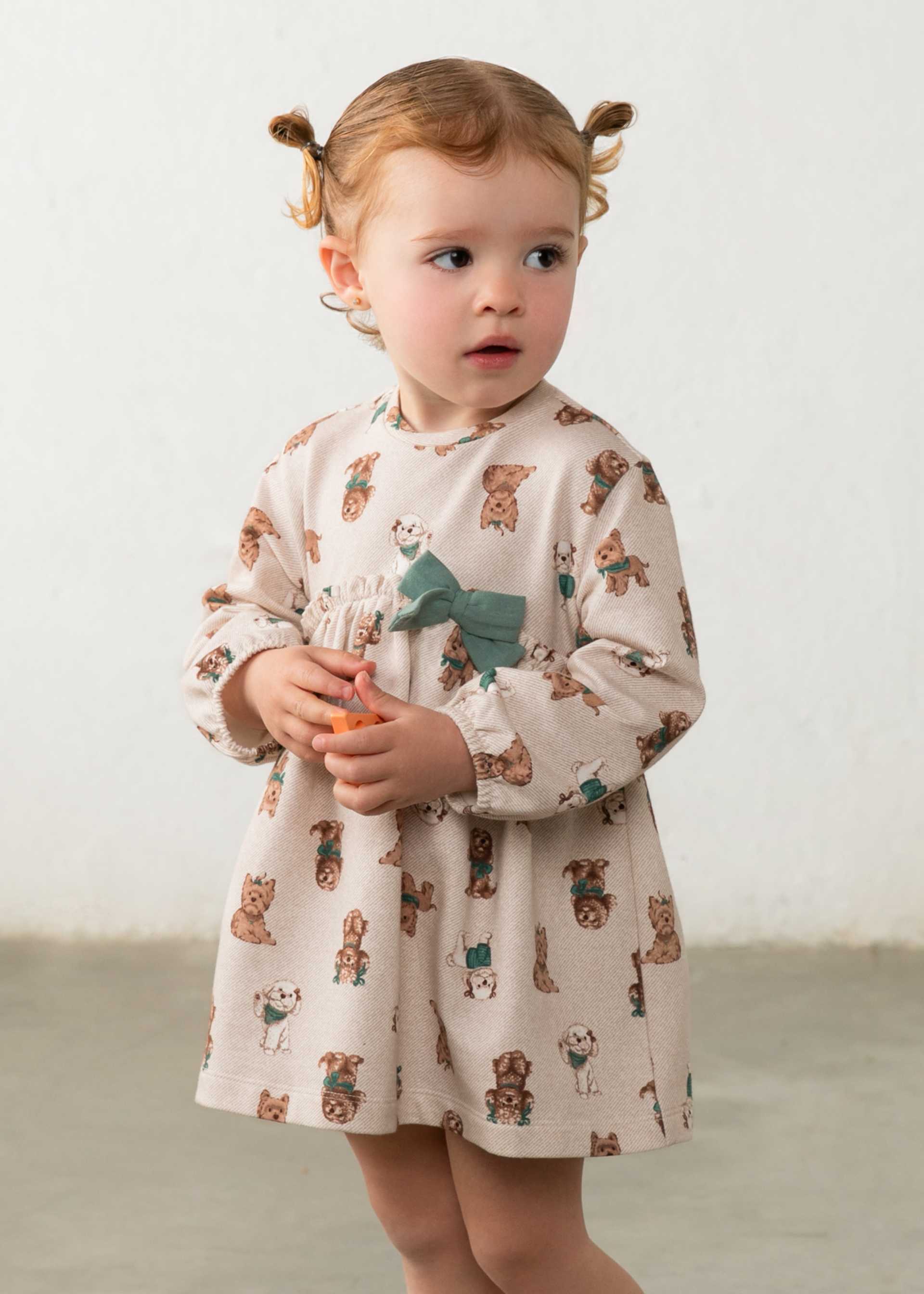 Rochie cu funda si imprimeu bebe