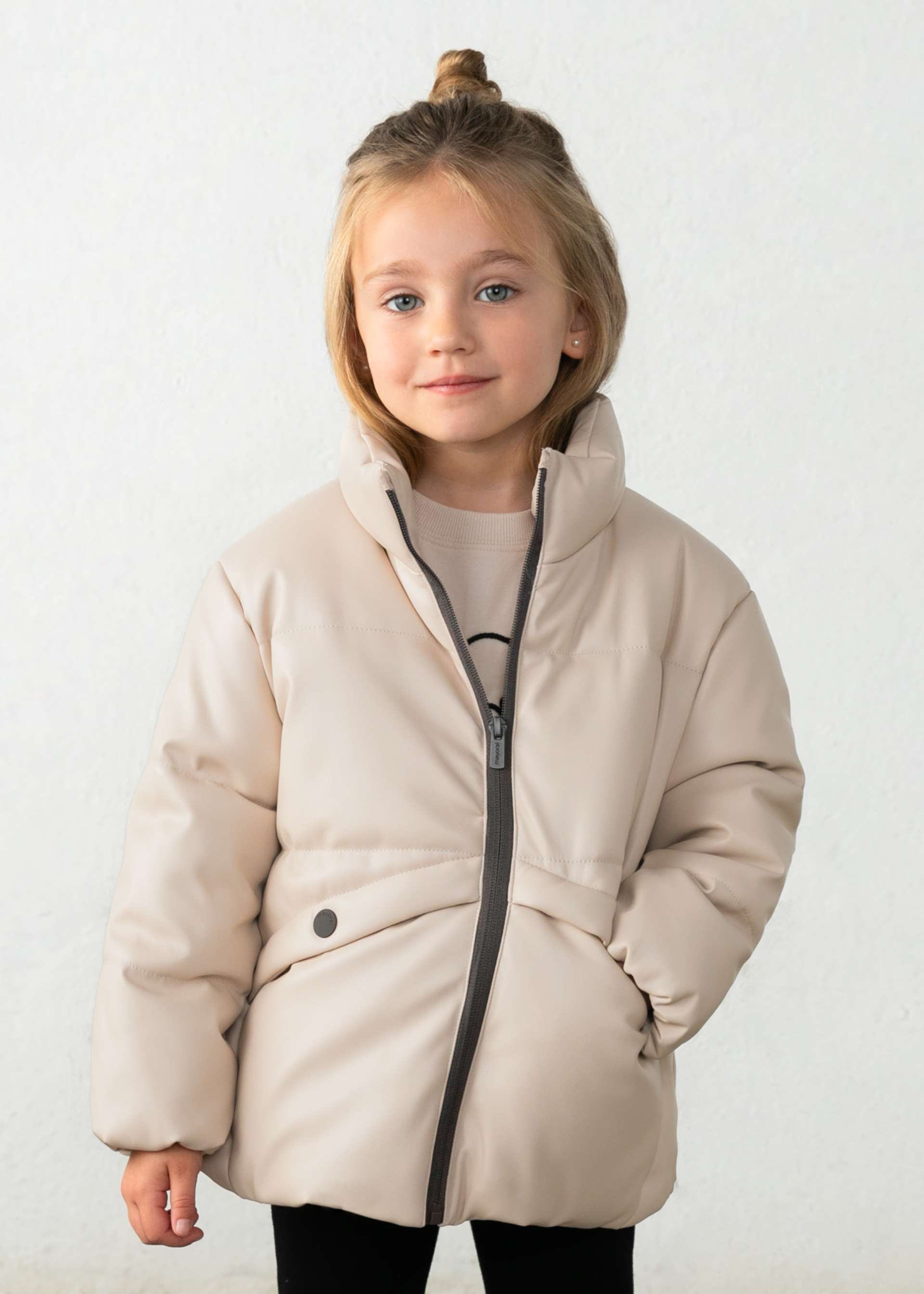 Girl Faux Leather Puffer Jacket