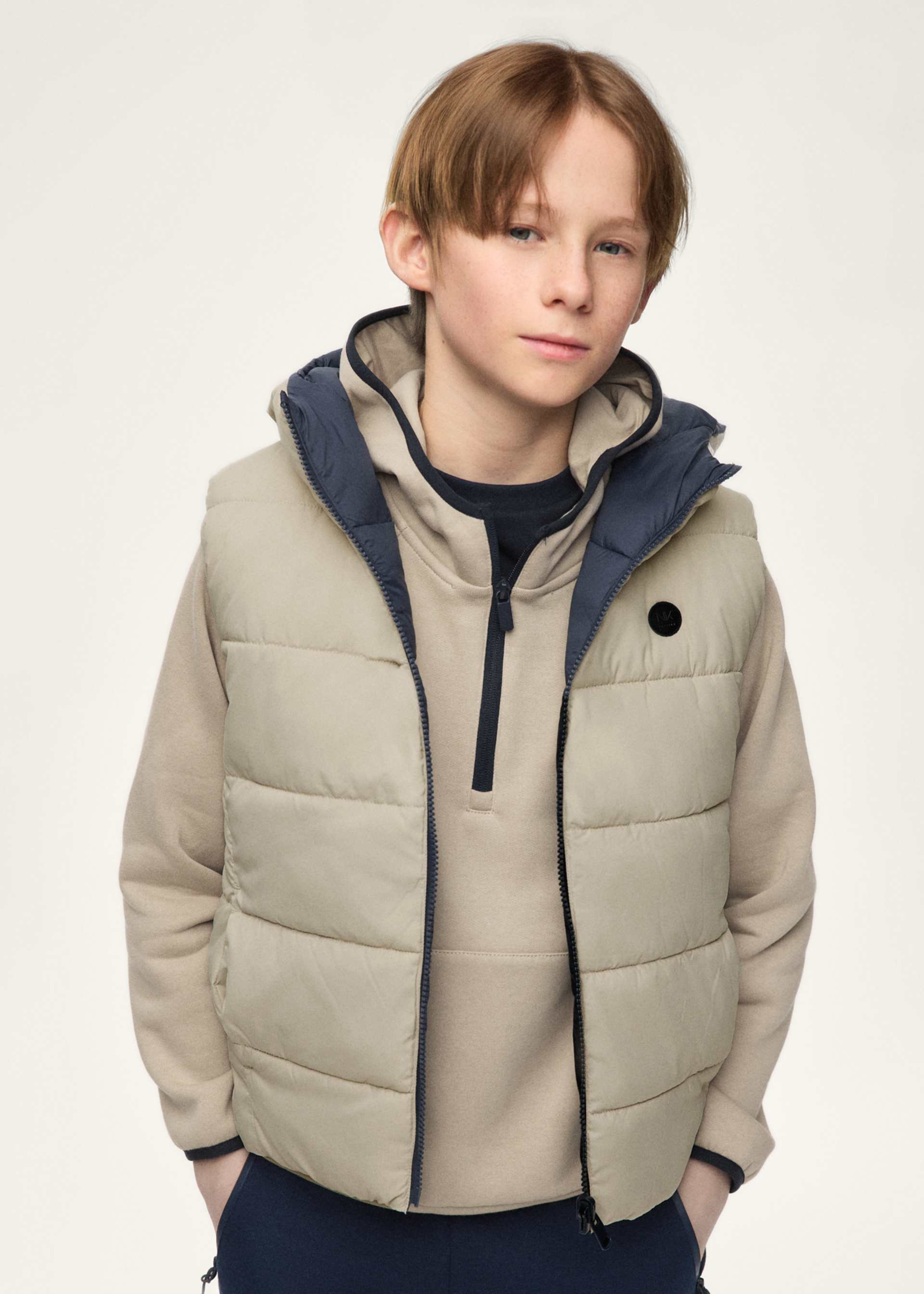 Reversible padded waistcoat for boys