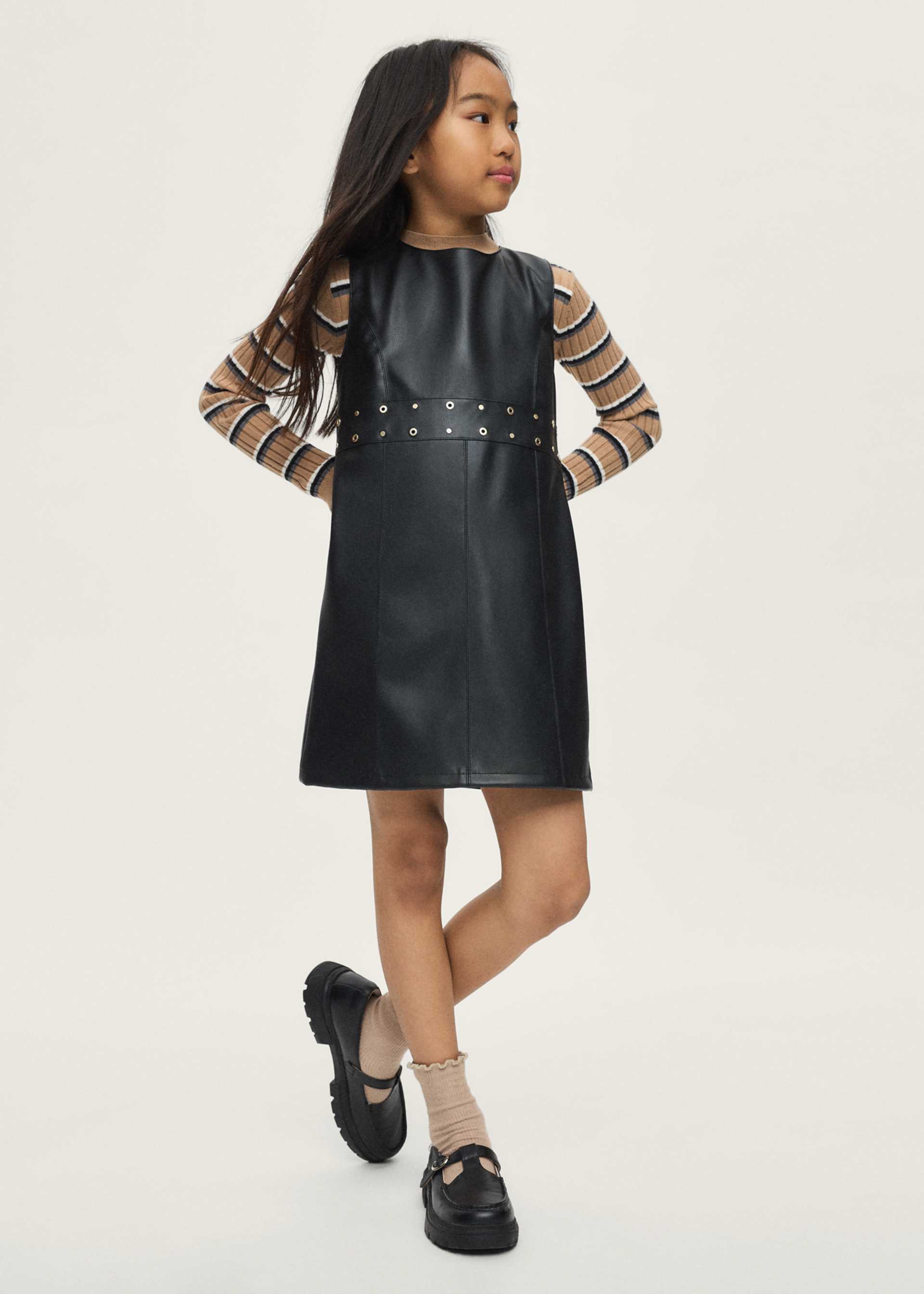 Girls' faux leather pinafore dress