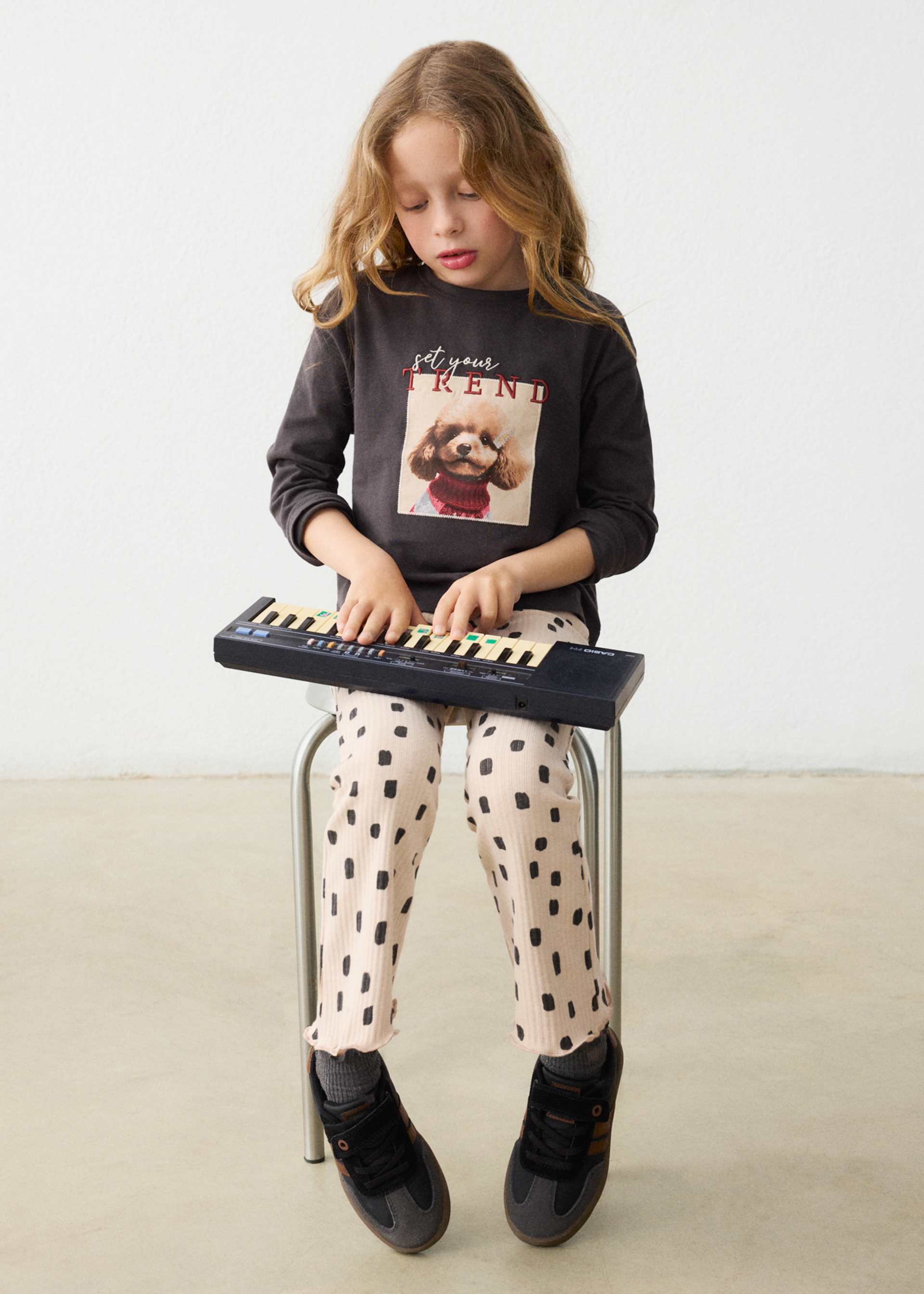 Flared ribbed leggings for girls