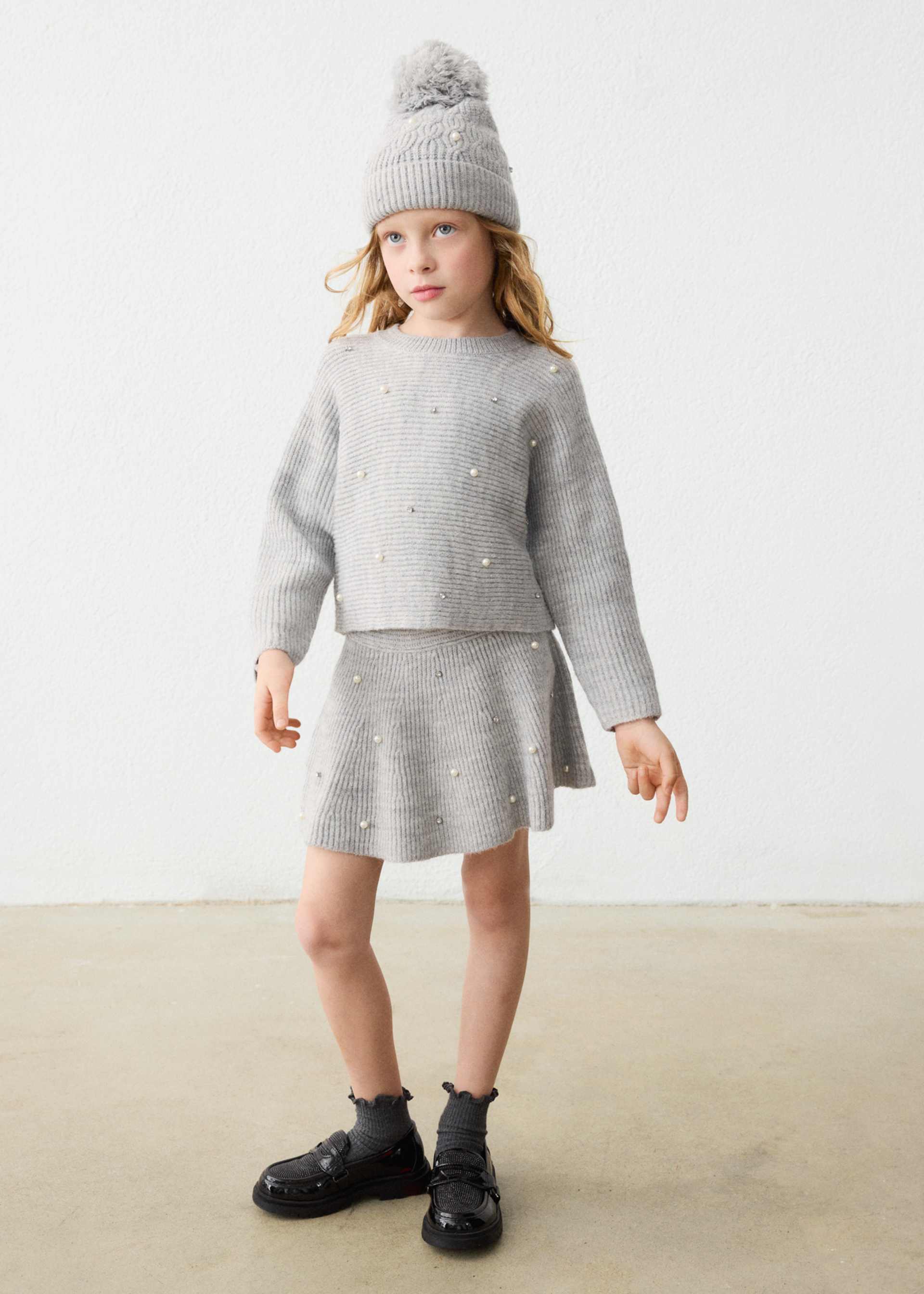 Pull en tricot à perles fille