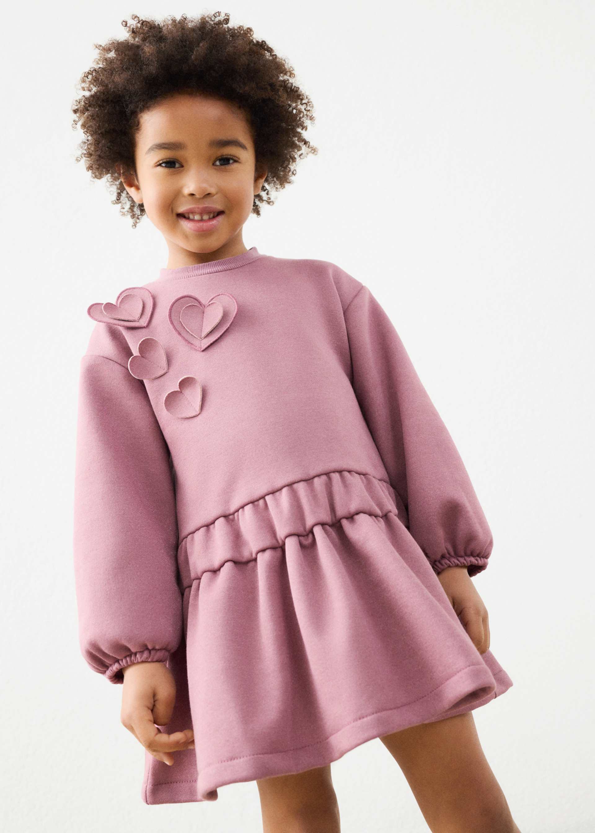 Vestito felpa cuori bambina