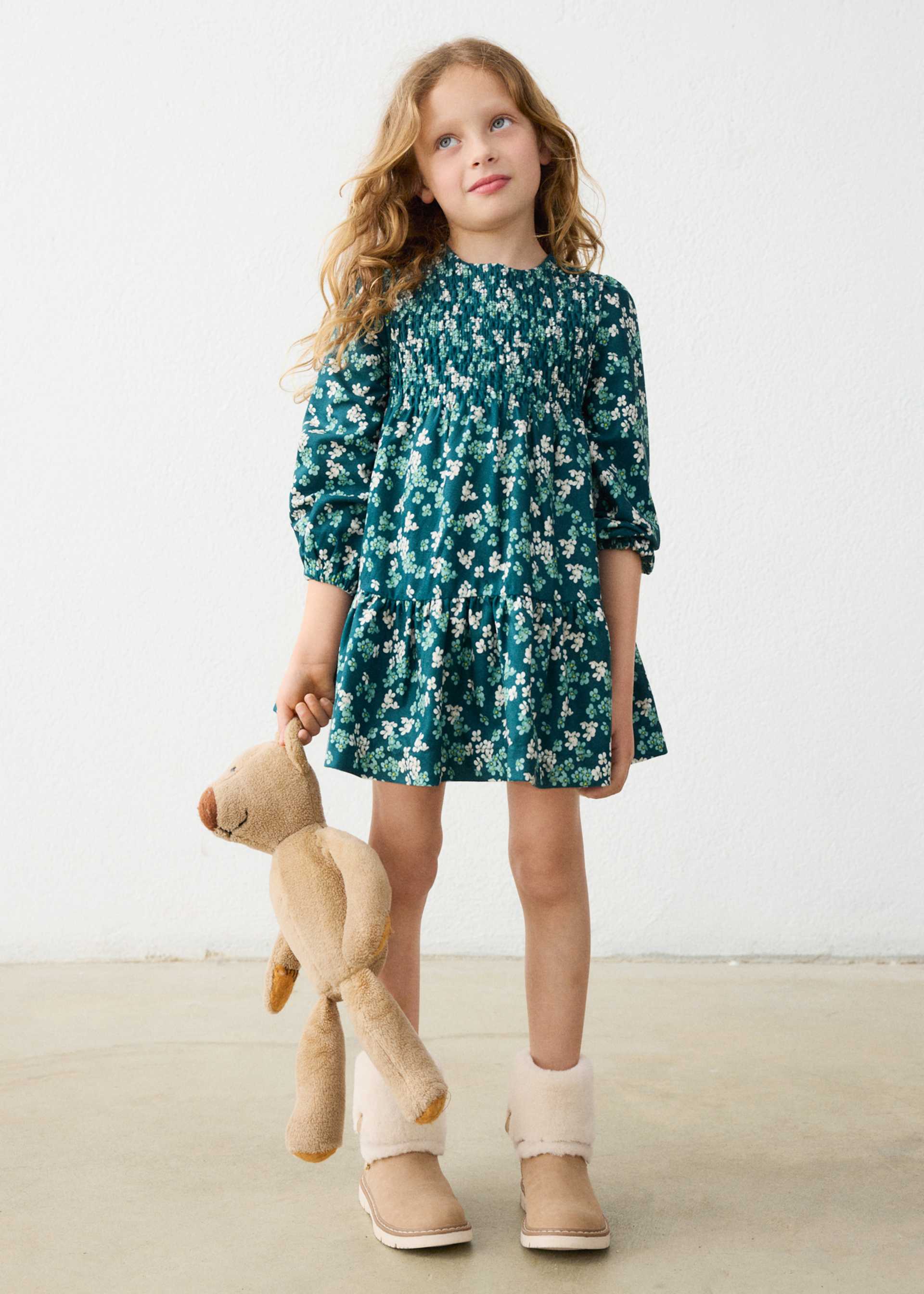 Rochie din catifea cu imprimeu fetita