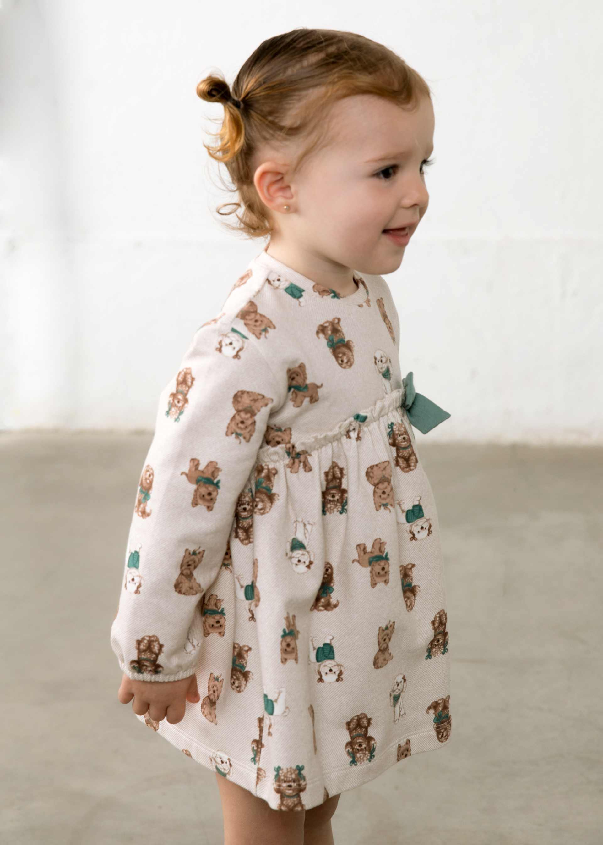 Rochie cu funda si imprimeu bebe