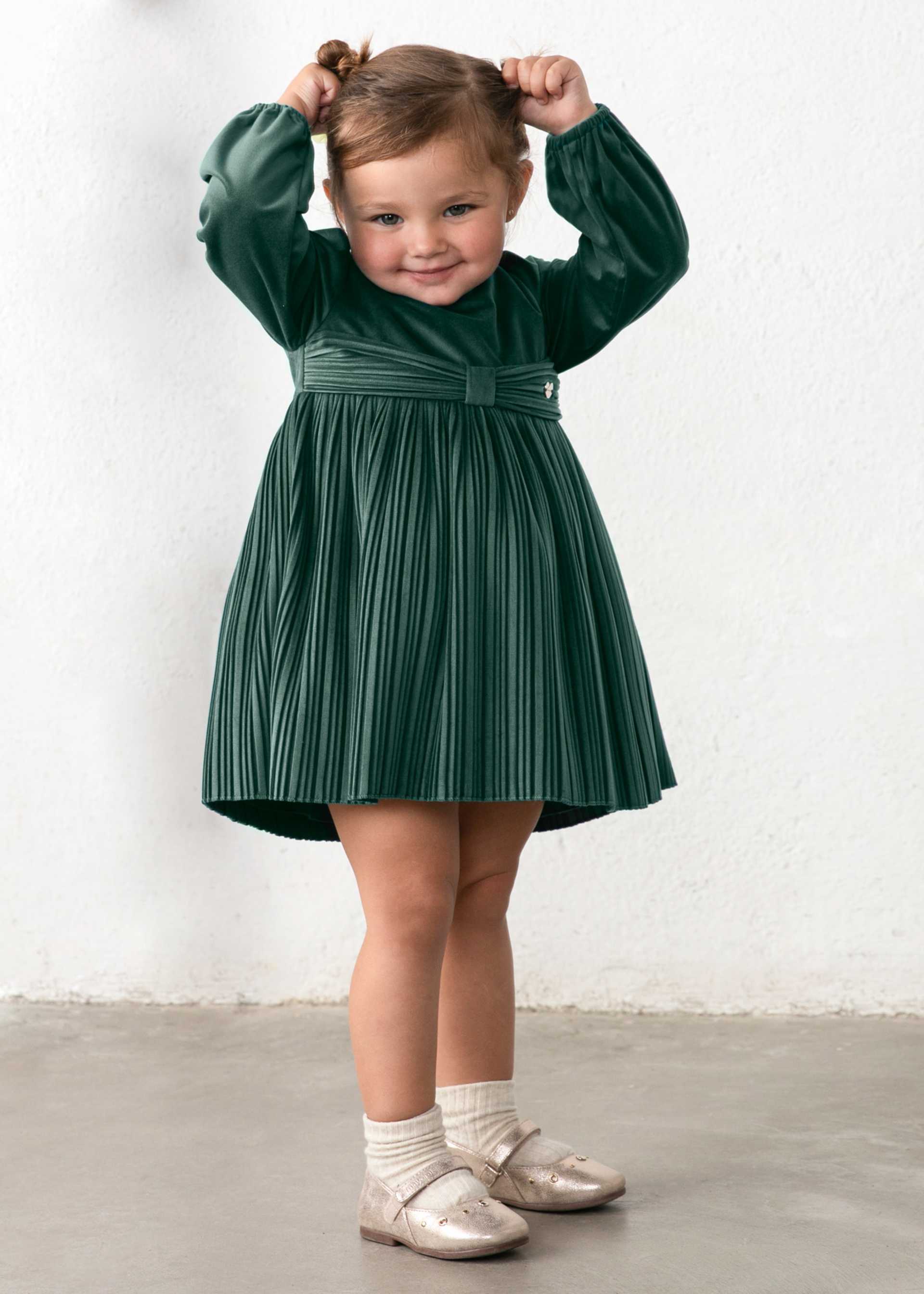 Vestido veludo plissado bebé