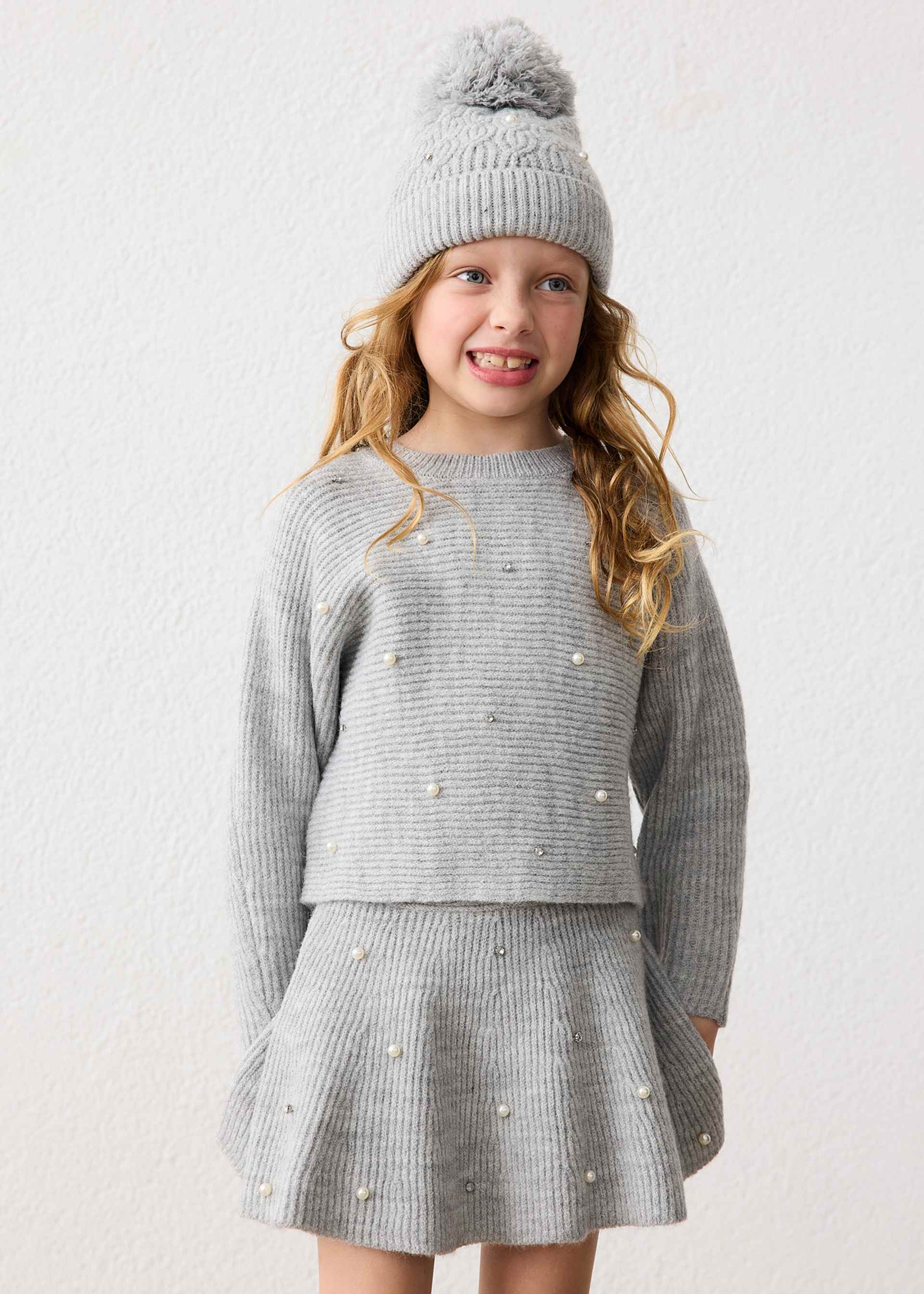 Girl Knit Sweater With Pearls