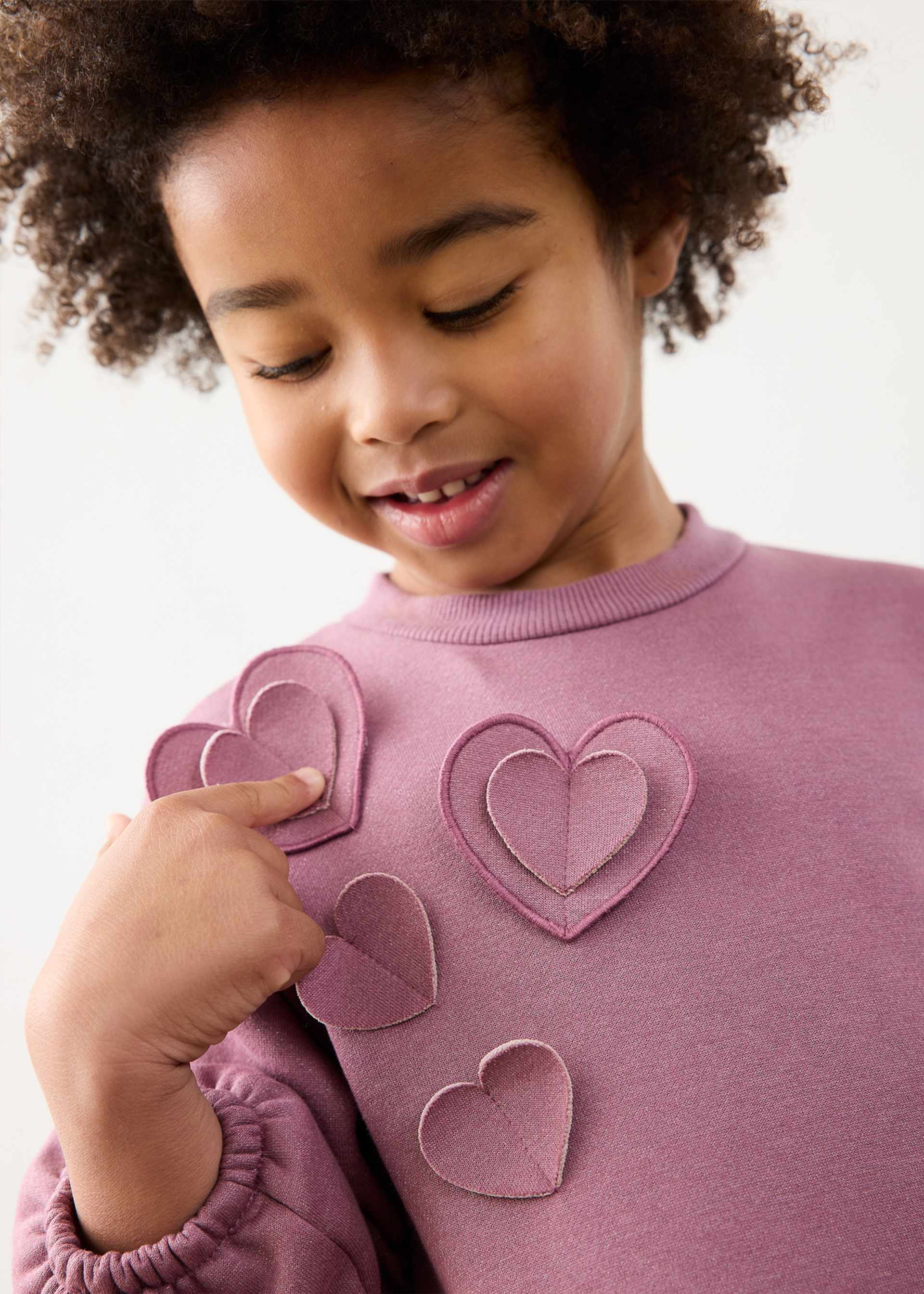 Vestito felpa cuori bambina