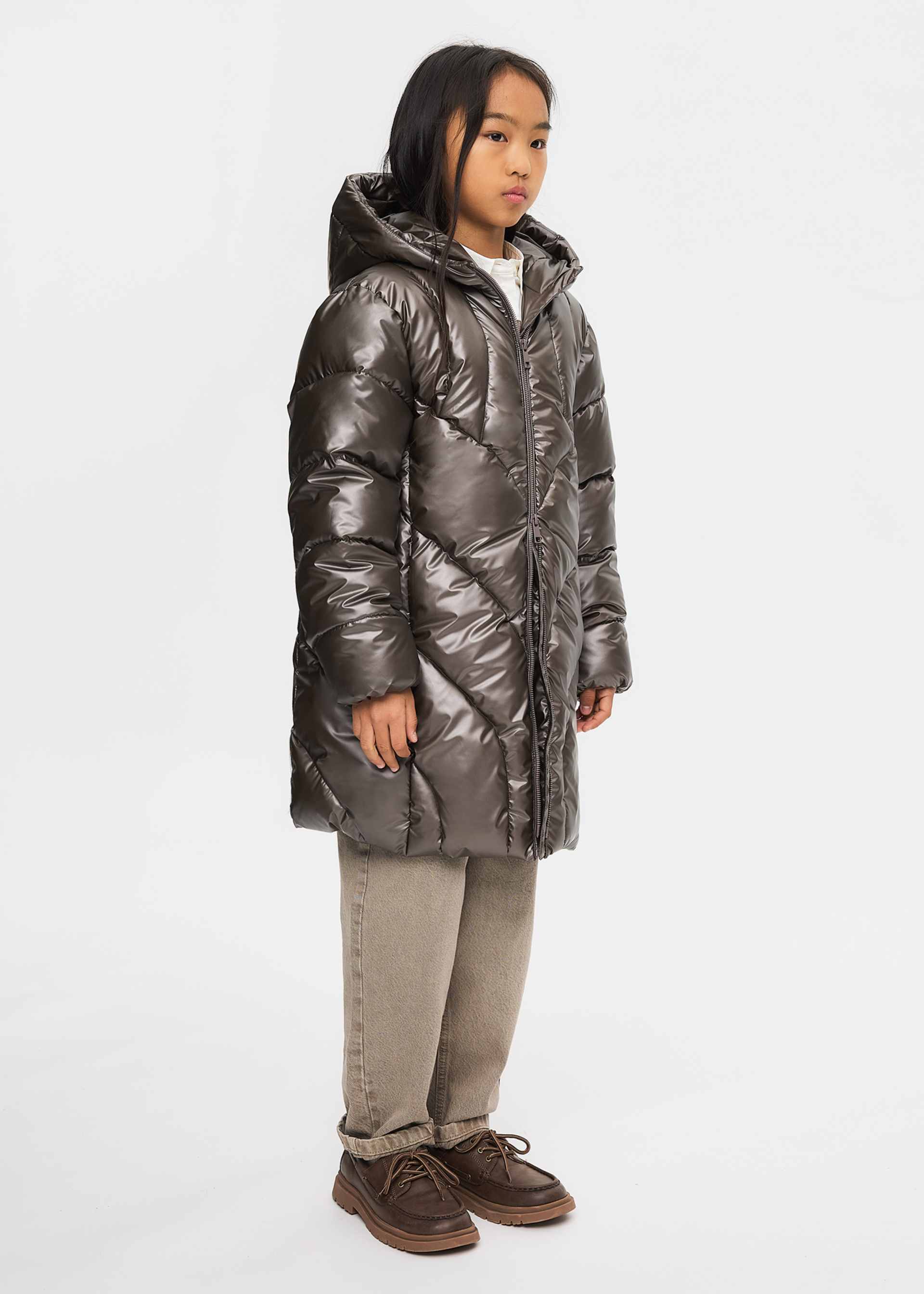 Long quilted coat for girls