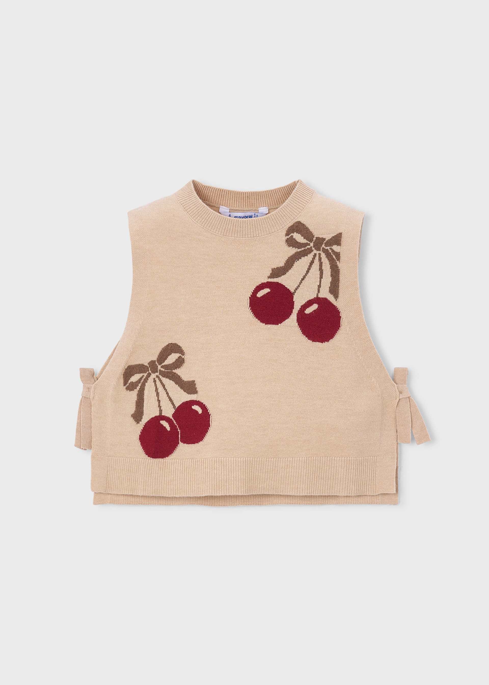 Conjunto chaleco cerezas 3 piezas niña