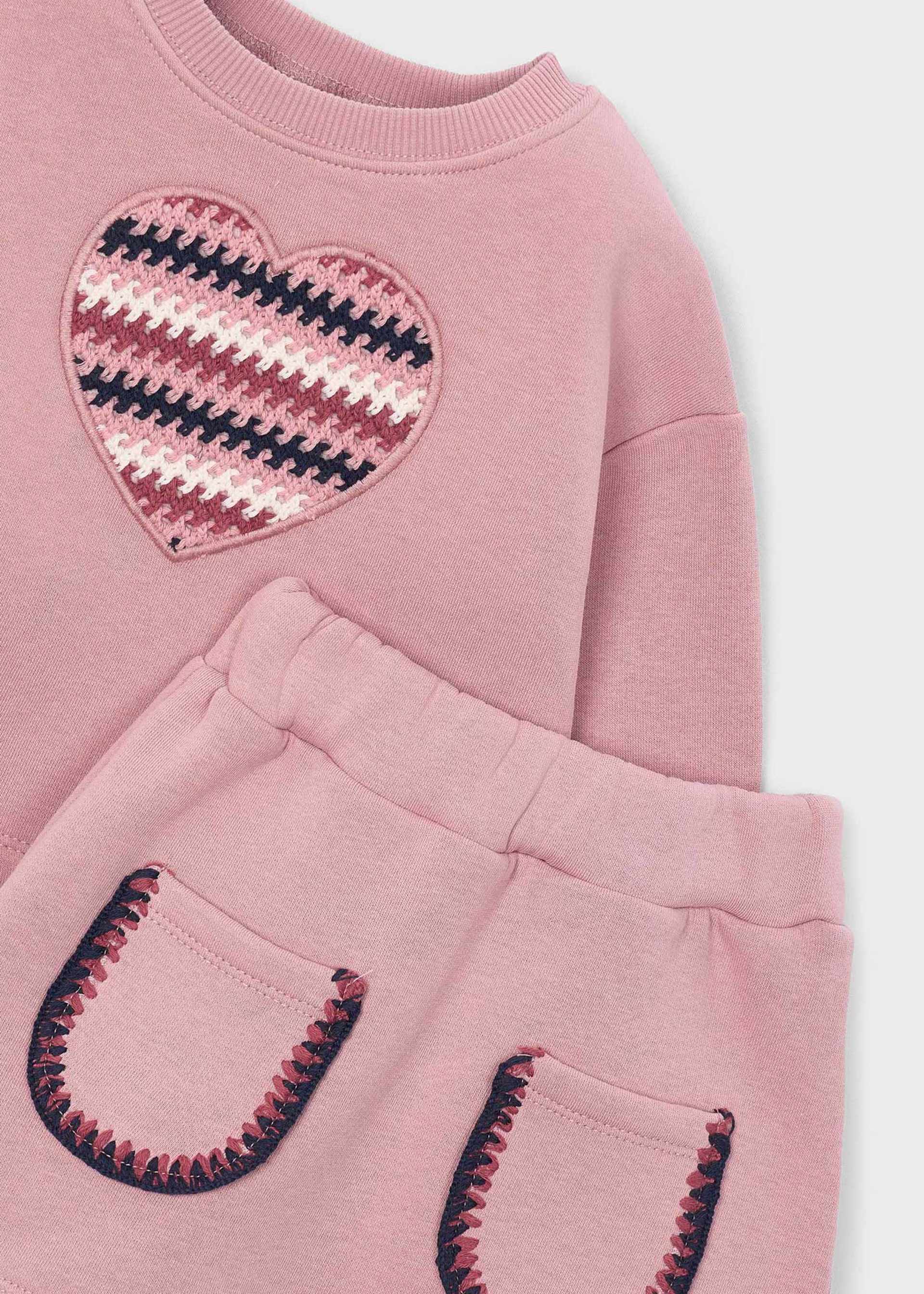 Conjunto saia e sweat coração menina